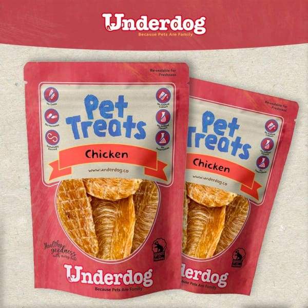 Premium Underdog Chicken Air-Dried Dog Treats 80g - Grain-Free, High-Protein Natural Snacks for Small & Large Dogs - Perfect for Training Rewards & Dental Health Care