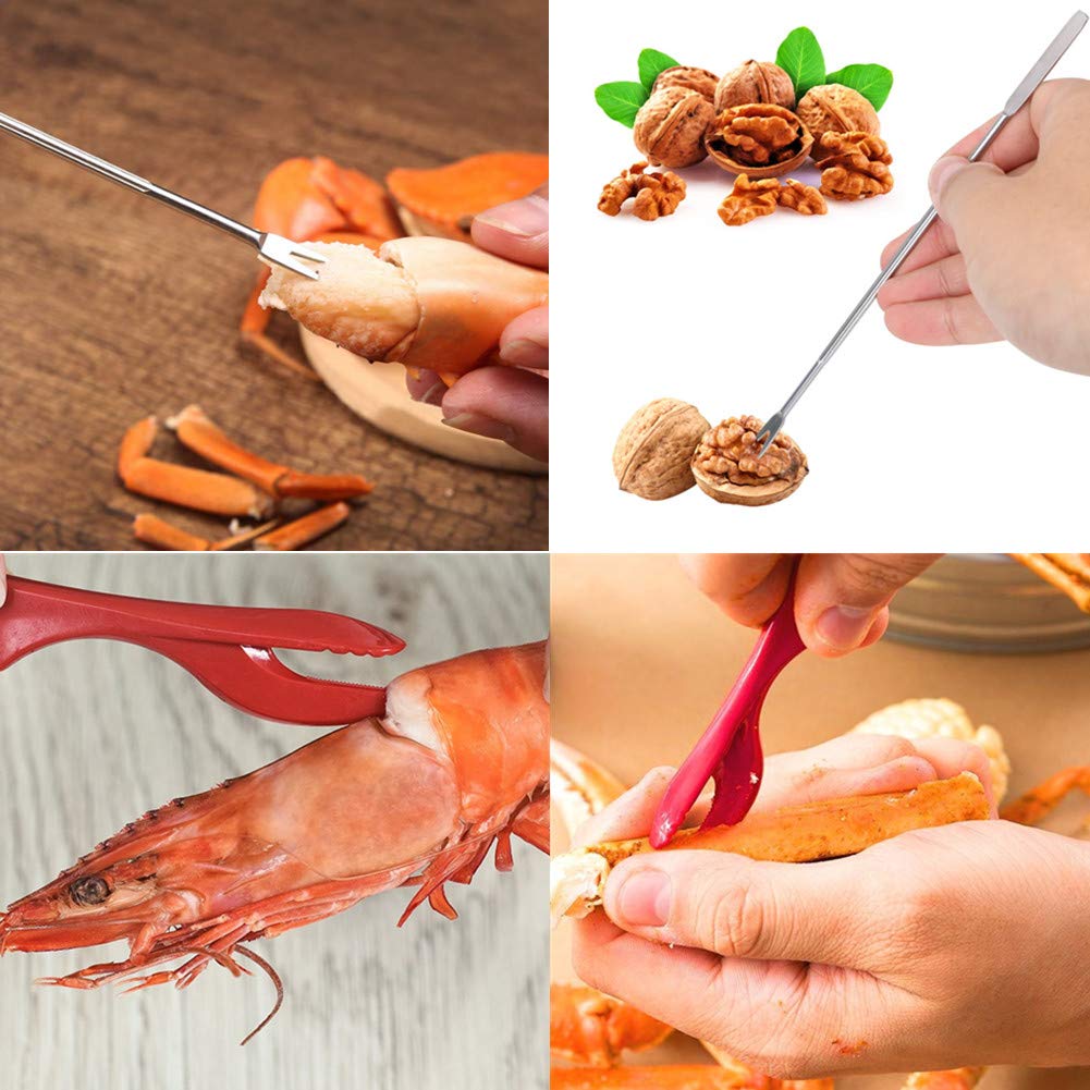 12-Piece Stainless Steel Crab & Lobster Cracker Set with 6 Crab Forks, 4 Shellers, 2 Nut Crackers & Storage Bag - Premium Seafood Tools for Crab Legs, Lobster Tails, Shrimp & Nuts - Perfect for Seafood Boils, Dinner Parties & Beach Picnics