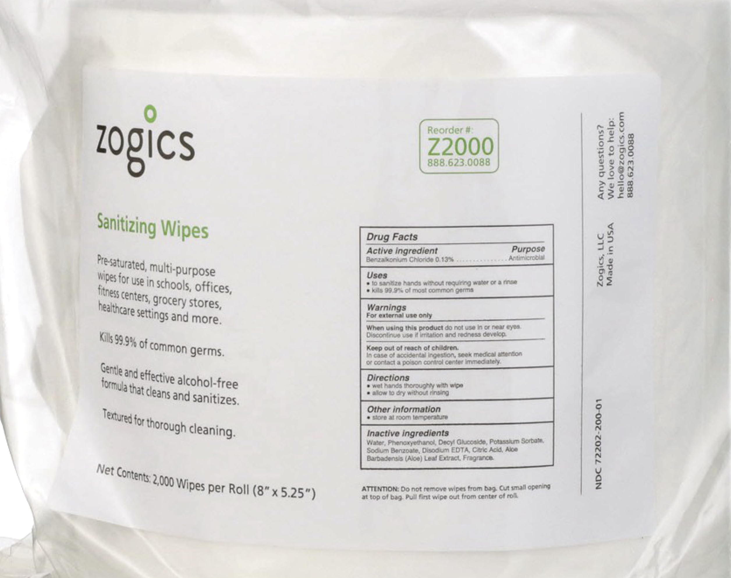 Zogics Sanitizing Wipes & Black Powder-Coated Floor Stand Dispenser with Built-in Trash Can - Bulk Cleaning Wipes for Gym, Office, School & Healthcare Facilities - Heavy Duty Sanitization Solution