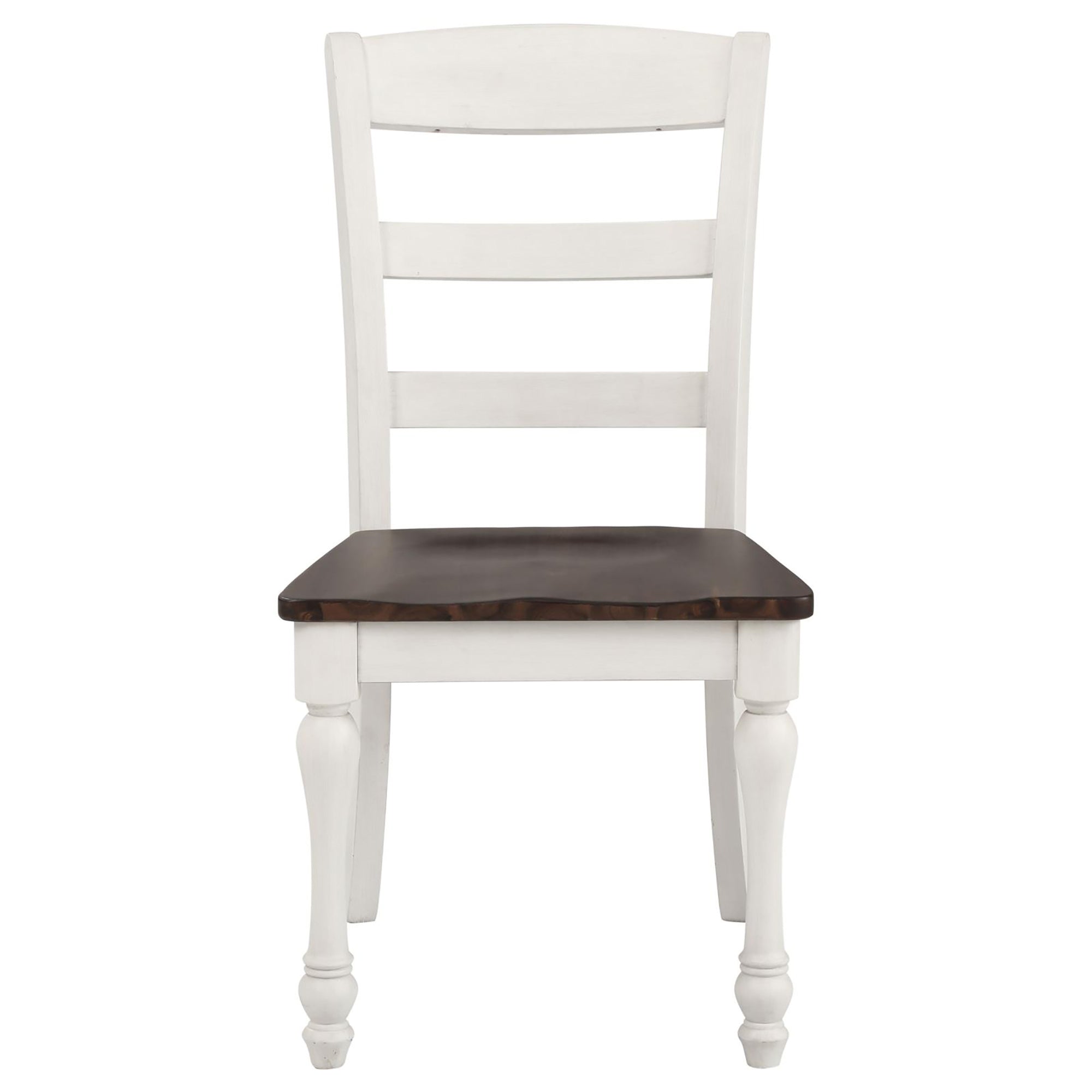 Dark Cocoa & White Ladder Back Dining Chairs (Set of 2) - Modern Kitchen & Dining Room Side Chairs for Home Decor