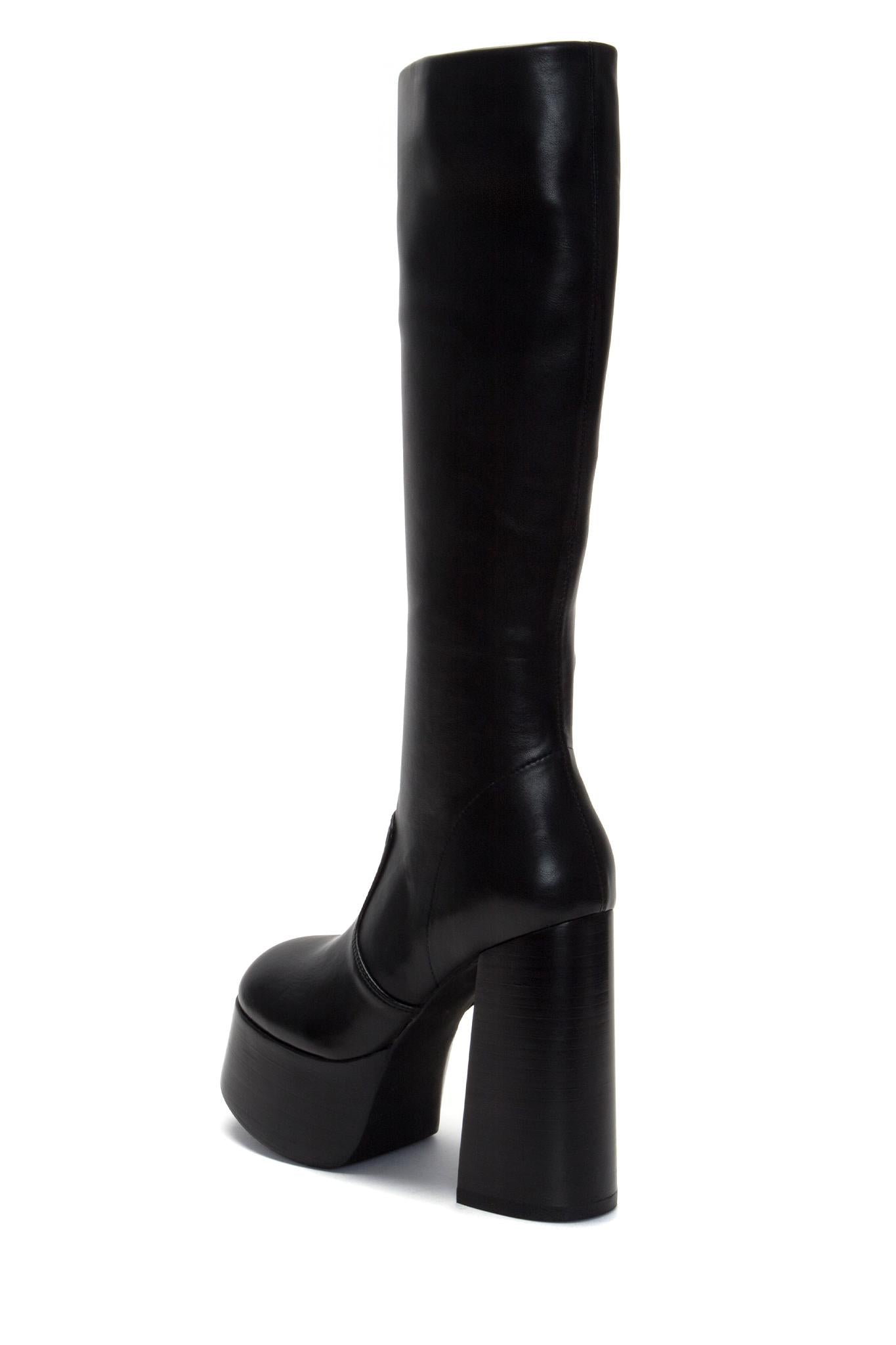 Jeffrey Campbell Women's Timewarp Black Leather Platform Boots - Fashion Punk Ankle Booties for Women | Perfect for Night Out, Concerts & Edgy Street Style