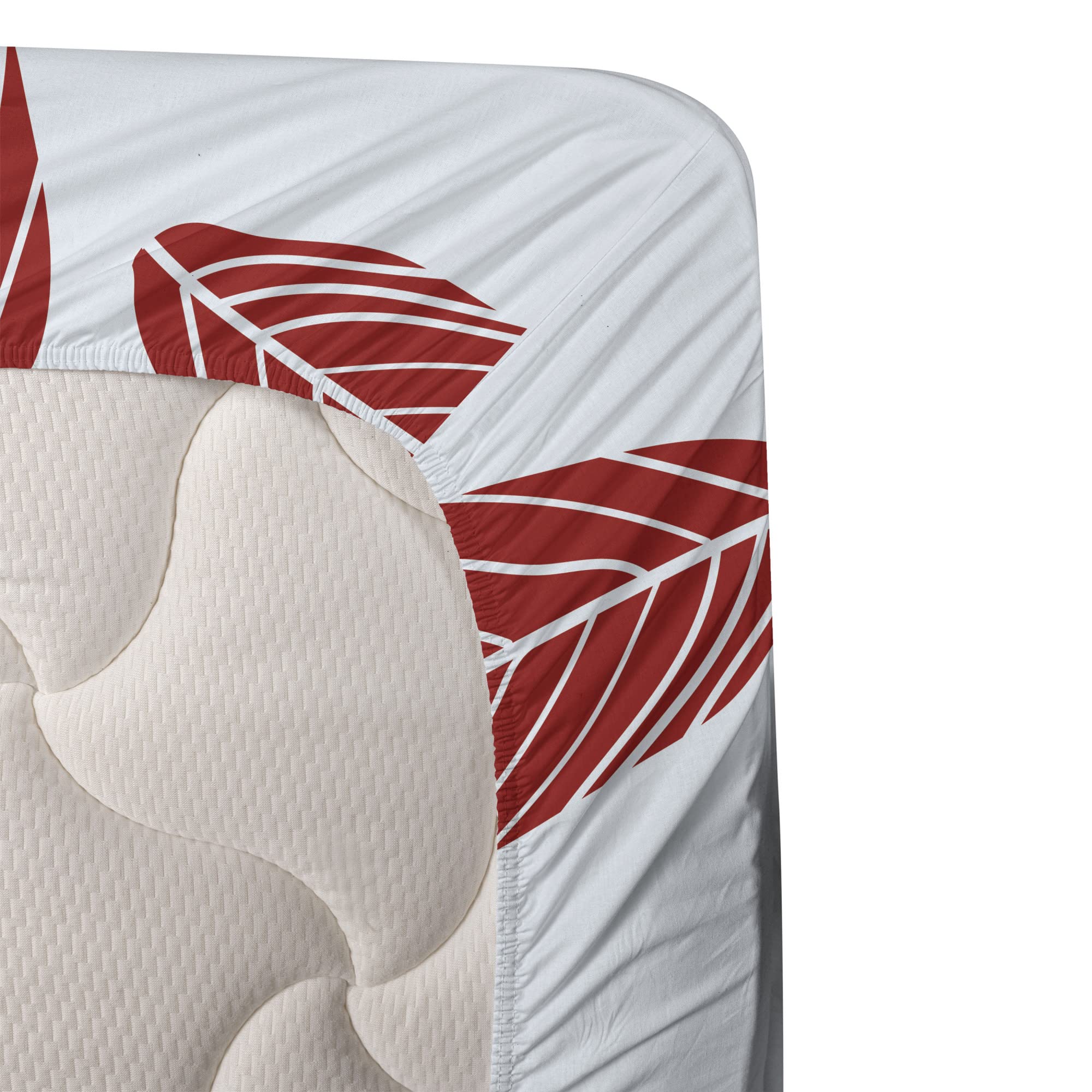 Ambesonne 4-Piece Queen Sheet Set - Modern Abstract Leaf Design on Cool Pastel Muted Backdrop, Includes Fitted Sheet, Flat Sheet & 2 Pillowcases | Soft Bedding for Cozy Sleep, Guest Room & Dorm Decor | Pale Blue Ruby