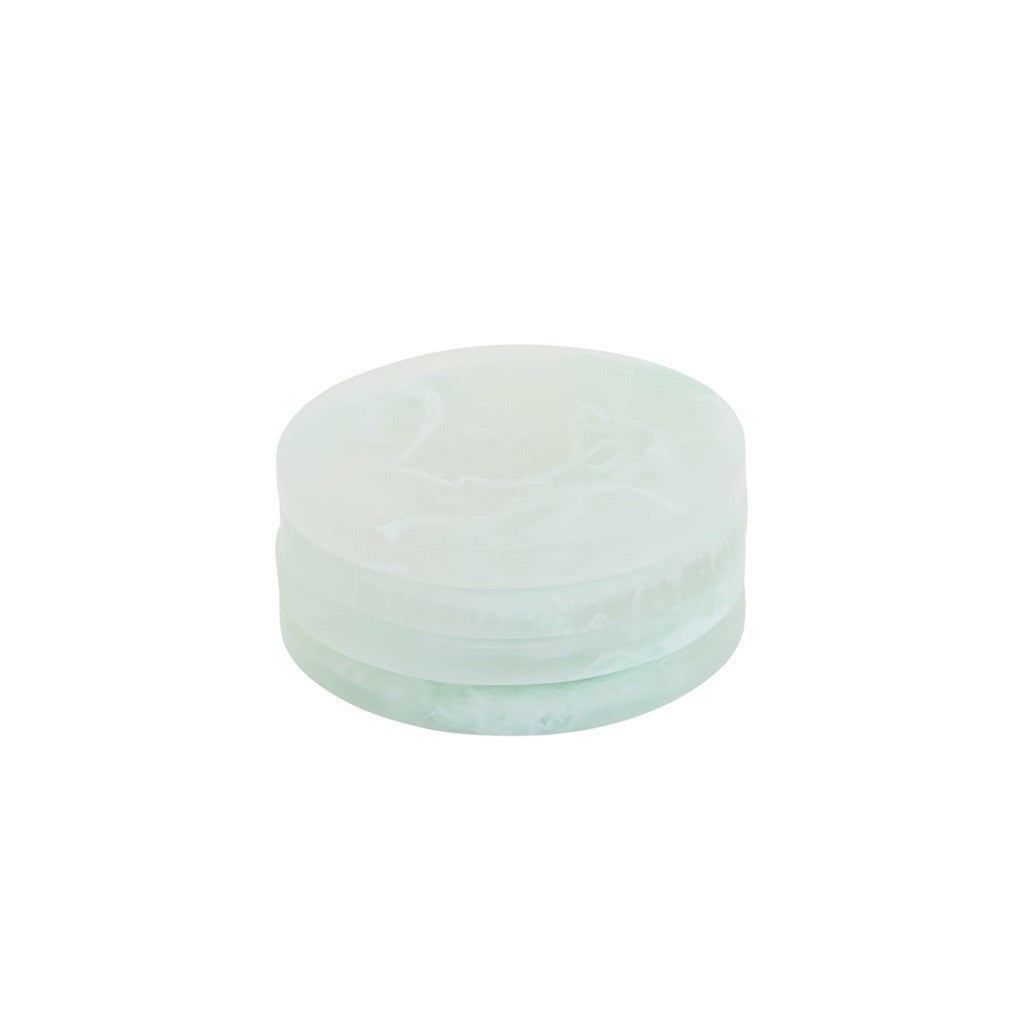 Premium Set of 4 Mint Green Resin Coasters - 10cm Square Drink Protectors for Tables - Perfect for Home, Office, or Cafe Use