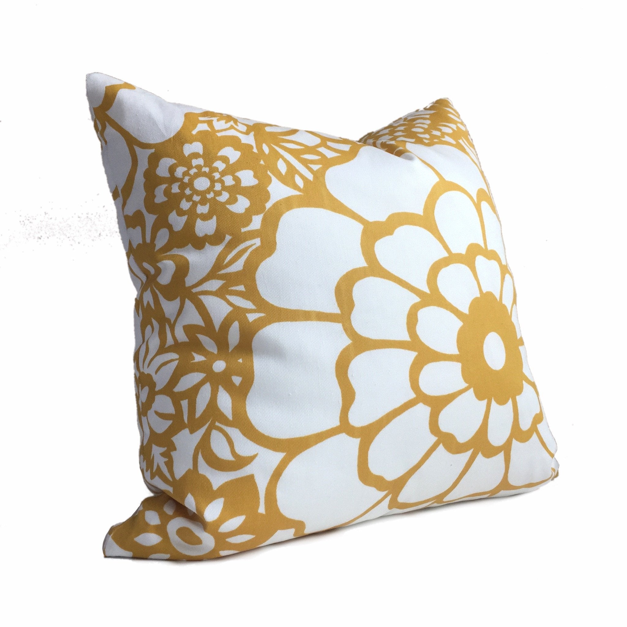 Thomas Paul Seedlings Fiesta Yellow White Floral Pillow Cover - 18x18 Inch Decorative Throw Pillow Case for Sofa, Bed, Couch - Modern Home Decor Accent for Living Room, Bedroom, Nursery