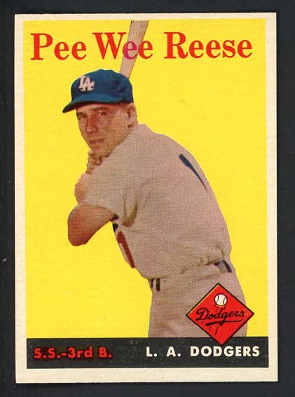 1958 Topps #375 Pee Wee Reese Dodgers Baseball Card - NR-MT 428045 - Kit Young Cards - Perfect for Collectors & Sports Memorabilia Displays