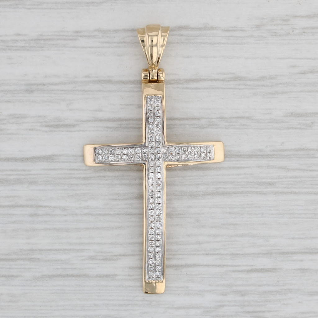 0.20ctw Diamond Cross Pendant in 14k Yellow Gold - Religious Jewelry for Women, Baptism Gift, First Communion, Confirmation & Everyday Faith Inspired Fashion
