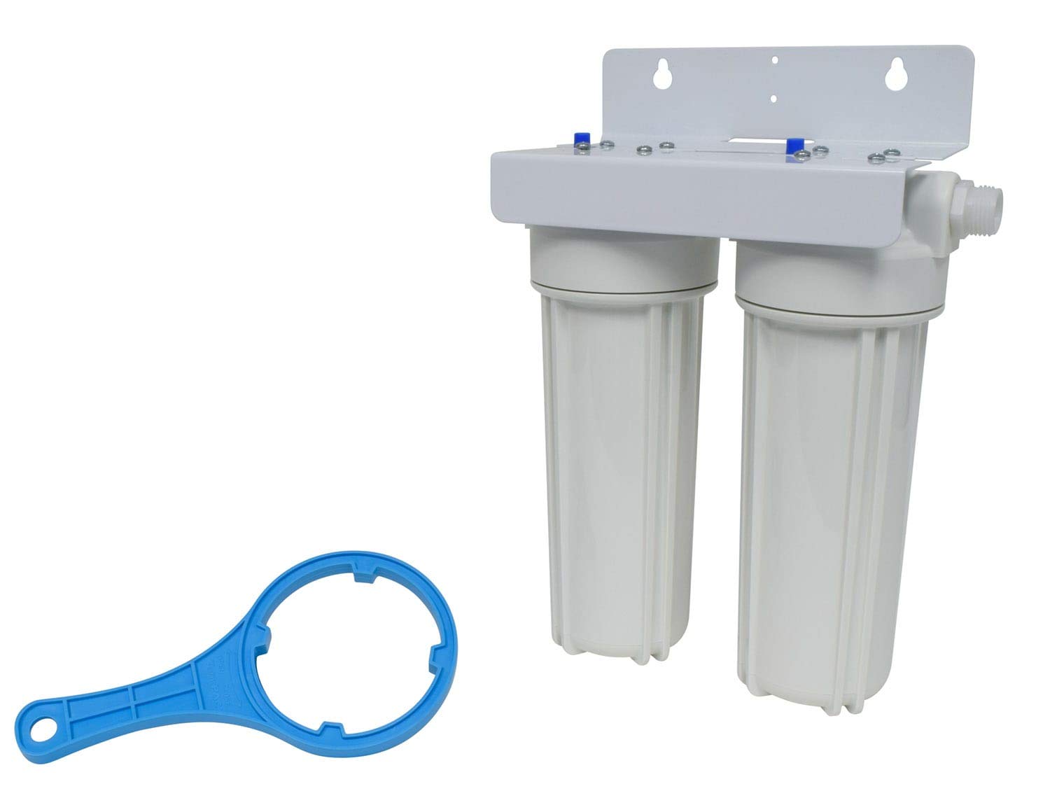 Valterra A01-1139 RV Water Filter System - Dual Housing Sediment Pre-Filter & Advanced Carbon Block Cartridge with Wall Bracket & Wrench Included | Perfect for RV, Camping, and Outdoor Water Filtration