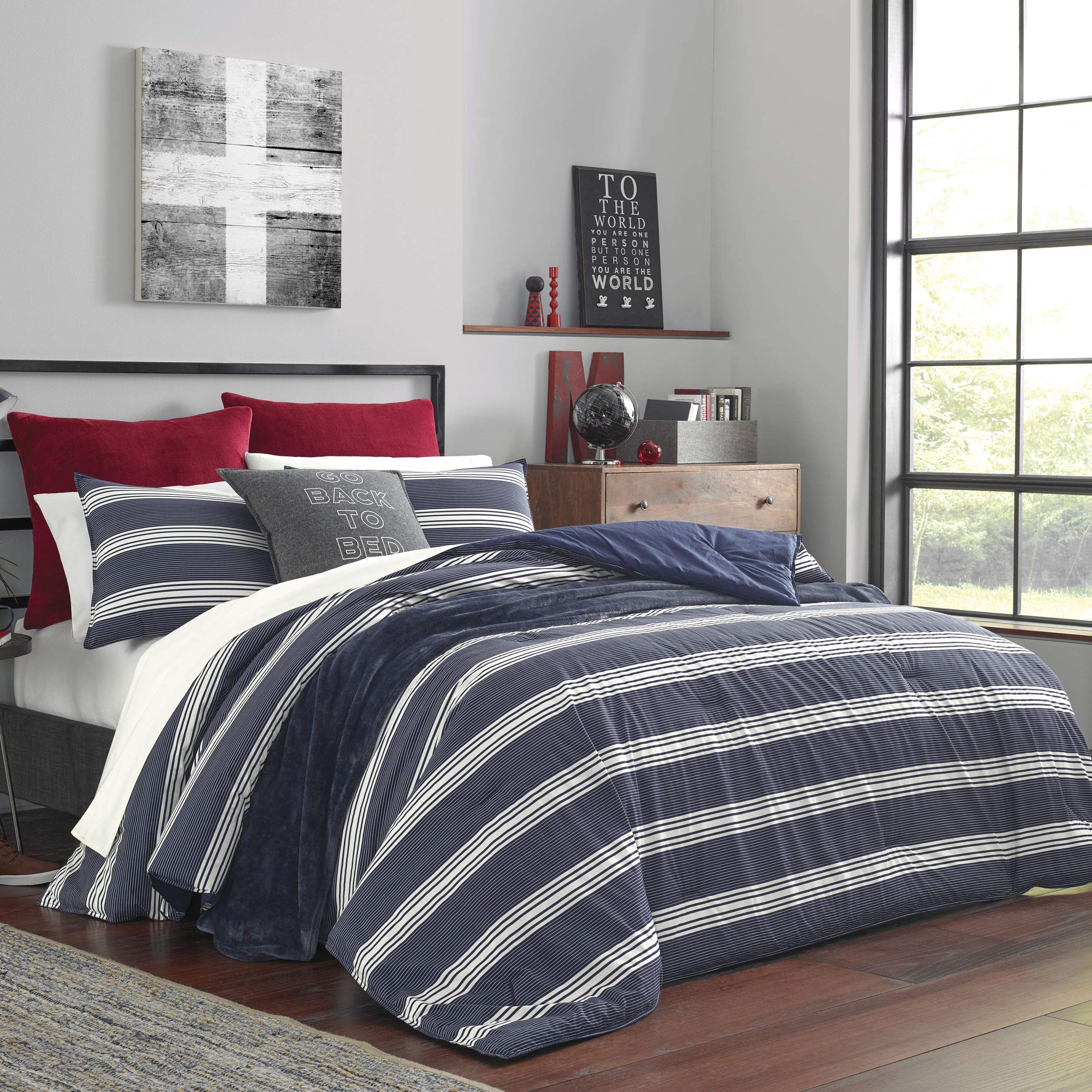 Nautica King Duvet Cover Set - 100% Cotton Reversible Bedding with Matching Shams, Luxury Bedding Ensemble in Craver Navy | Perfect for Master Bedroom, Guest Room & Coastal Home Decor