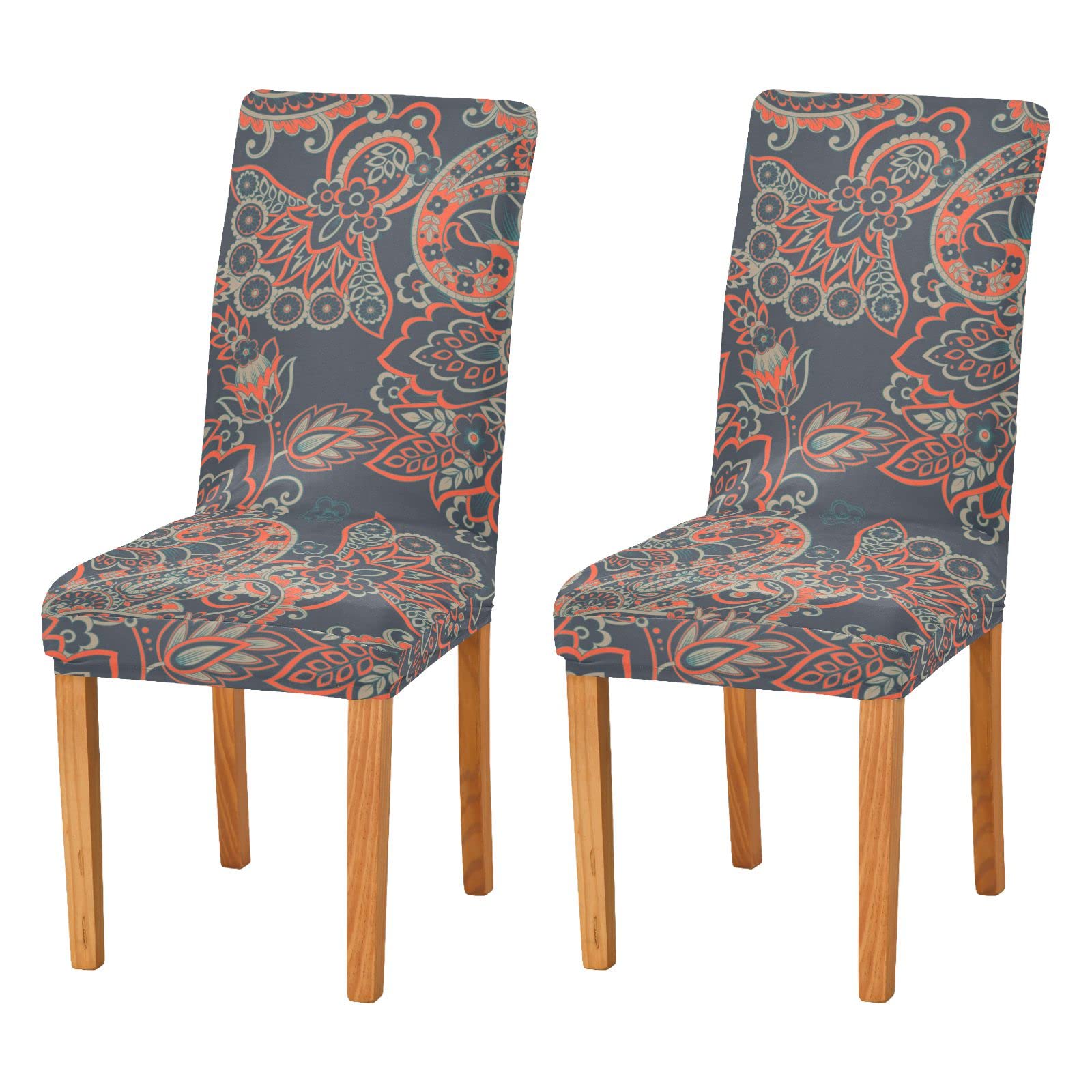 Kigai Stretch Dining Room Chair Covers Set of 2 - Floral Pattern Washable Slipcovers for Kitchen, Home, Wedding & Hotel Decor | Perfect for Everyday Use, Parties & Event Protection