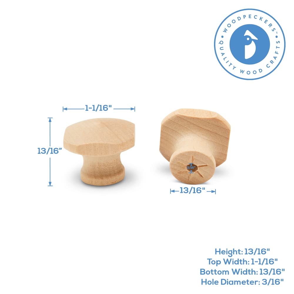 Square Wood Knobs 1-1/16