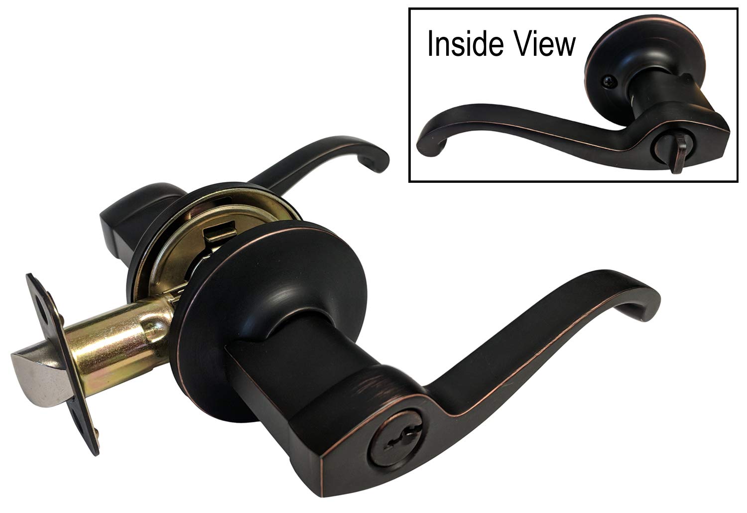 7-Piece Dark Oil Rubbed Bronze Entry Door Lever Handle Set - Keyed Alike 835DBR for Home Security & Interior Decoration - Perfect for Front Doors, Bedrooms & Office Spaces