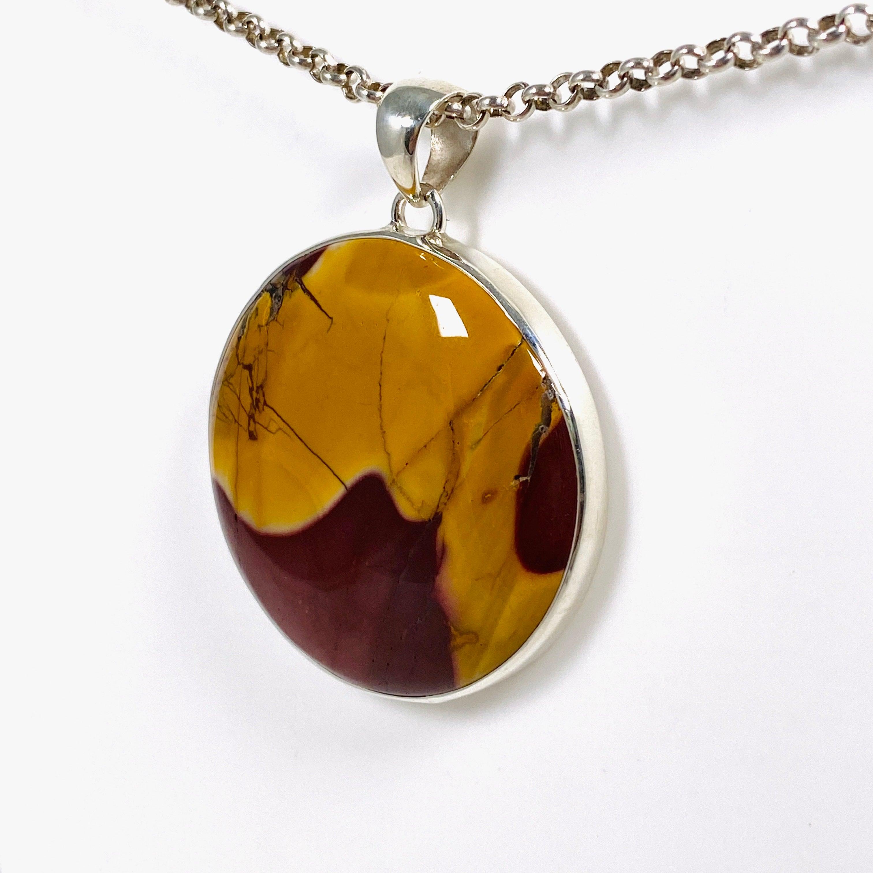 Natural Mookaite Round Pendant Necklace KPGJ4146 - Handmade Gemstone Jewelry for Women, Healing Crystal Gift for Meditation & Spiritual Energy
