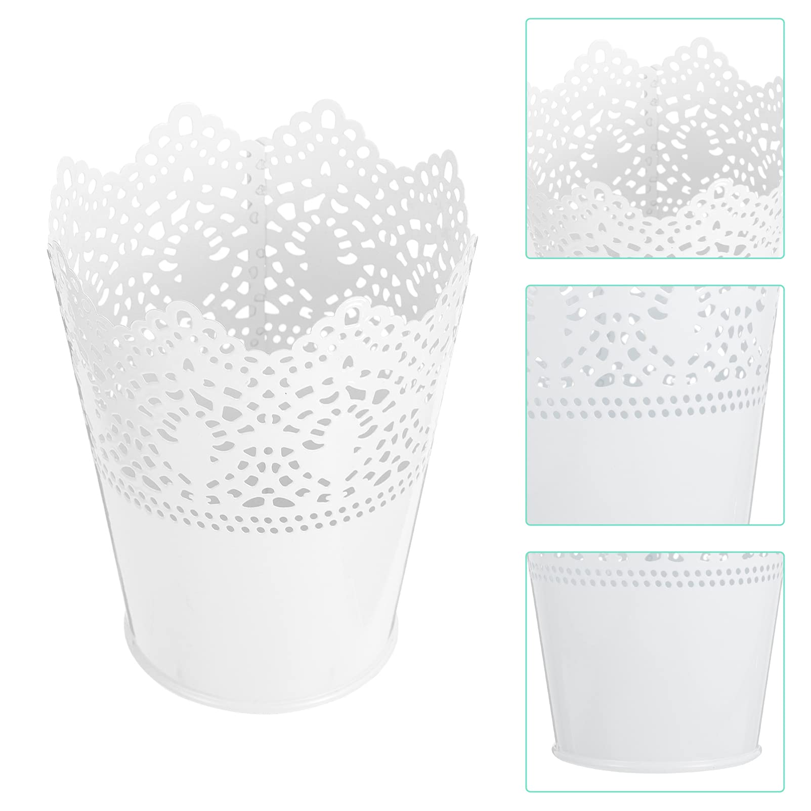 EXCEART 4-Piece Metal Flower Vase Set - Rustic Iron Hollow Planter with Lace Design, Multi-Functional Desktop Organizer for Pencils, Jewelry & Small Trash - Perfect for Home Office, Wedding Decor & Farmhouse Style Decorations