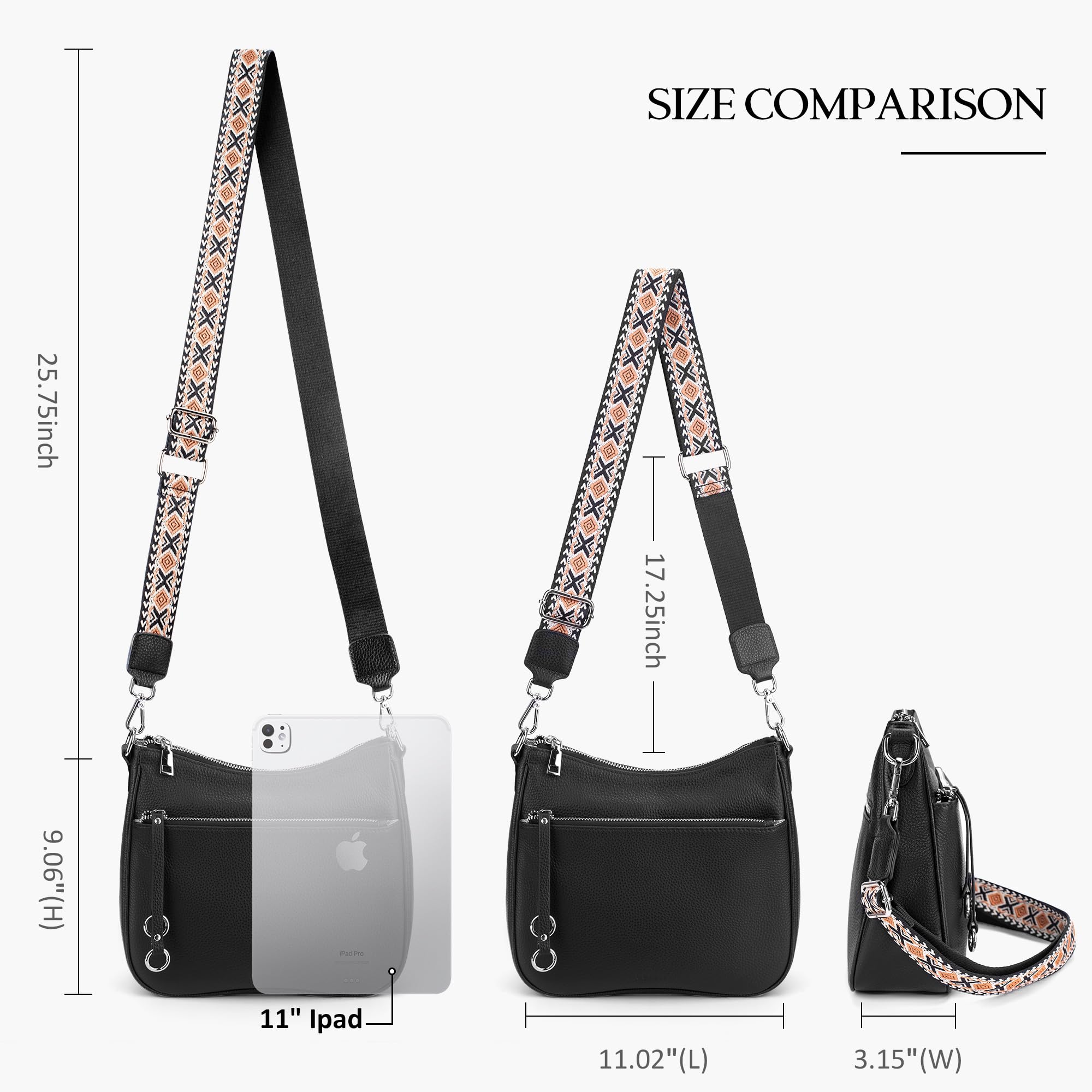 Befen Genuine Leather Crossbody Bags for Women - Adjustable Shoulder Strap Travel Hobo Purse - Perfect for Daily Use, Work, Shopping & Weekend Getaways