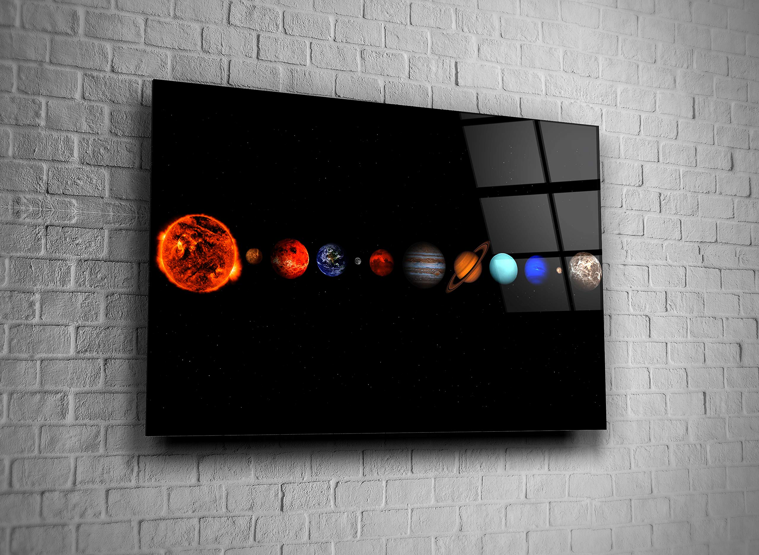 Solar System Planets Wall Art - Tempered Glass Space Decor Print for Home & Office - Perfect Gift for Astronomy Lovers & Science Enthusiasts