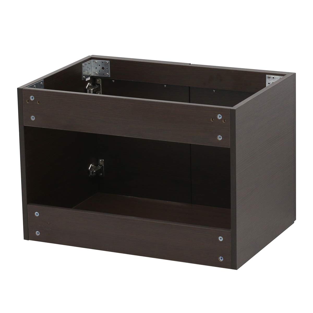 Dark Brown Wall Mount Floating Vanity with Black Stone Top & Sink - 36