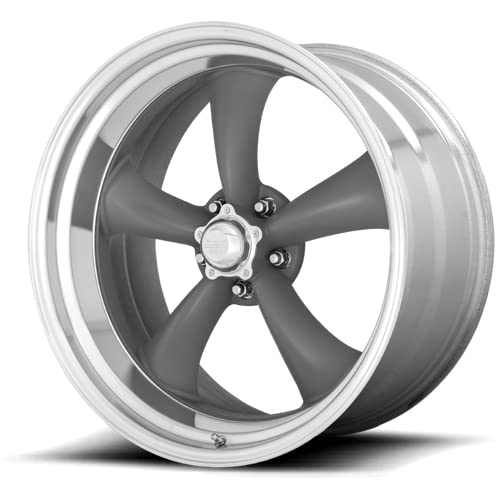 American Racing Classic Torq Thrust II One-Piece 17x8 5x114.30 Mag Gray Wheels with Machined Lip (25mm Offset) - Perfect for Muscle Cars, Hot Rods & Custom Builds