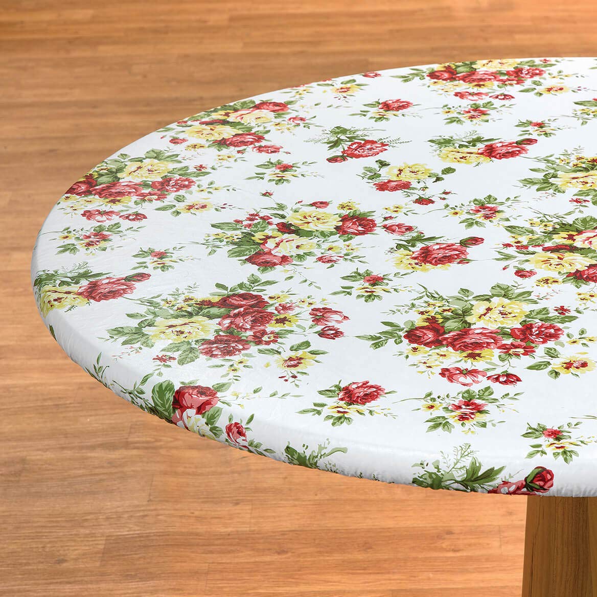 Chef's Pride Country Rose Elasticized Vinyl Table Cover - Waterproof Washable Tablecloth for Kitchen, Dining Room, Party & Outdoor Use