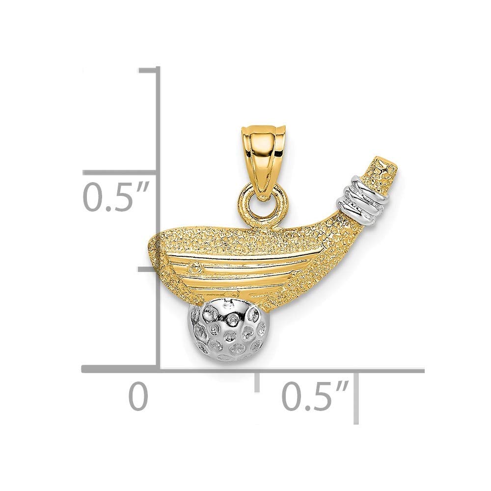 14K Yellow Gold Rhodium Plated Golf Club & Ball Pendant Necklace for Men - Perfect Golf Gift for Dad, Husband, Golfer | Ideal for Birthdays, Father's Day, Golf Tournaments & Sports Enthusiasts