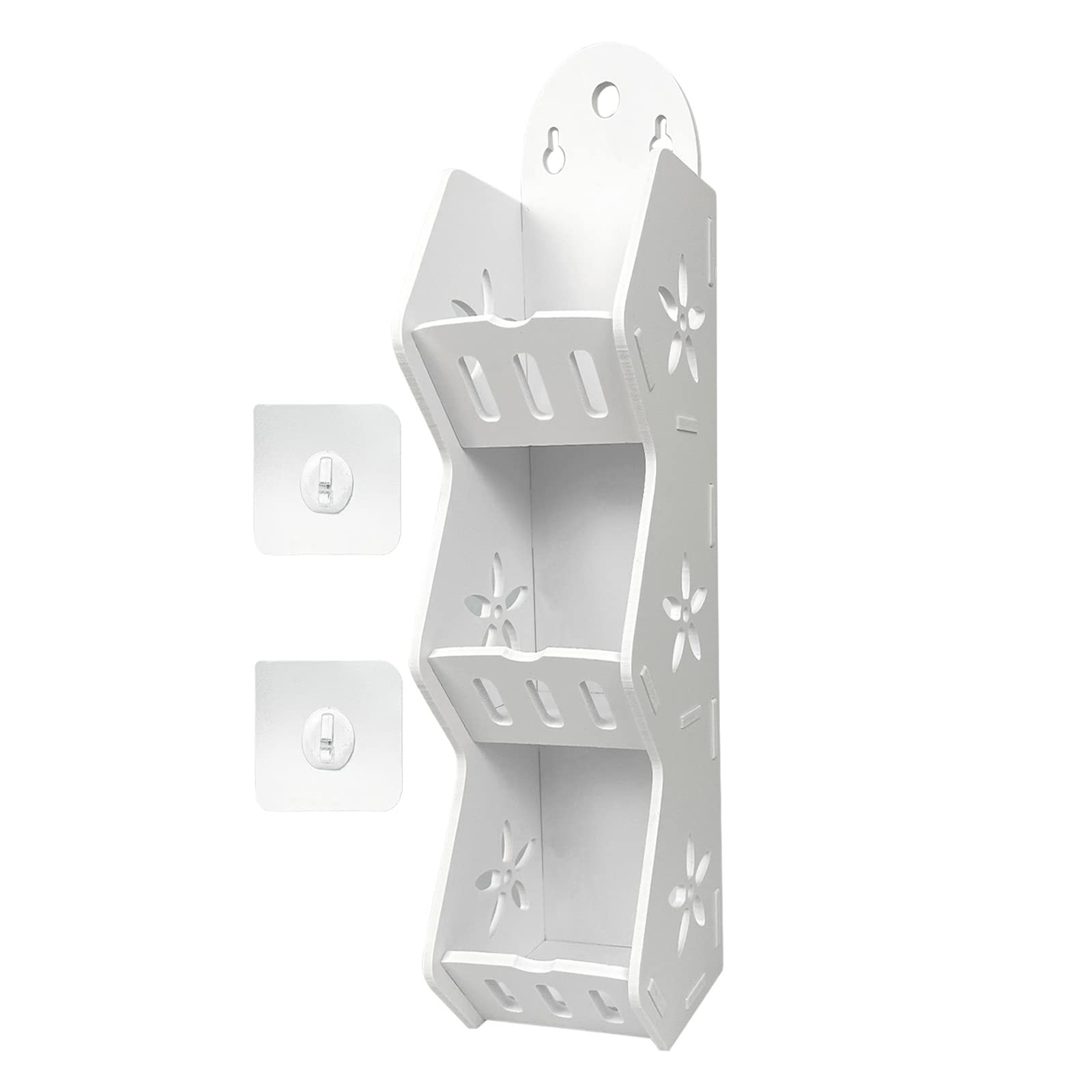 CIWEI No Drill Adhesive Wall Mounted Shower Caddy & Spice Rack Organizer - Rustproof Bathroom Shelves, Towel Holder for Shower, Kitchen Storage - Perfect for Small Spaces & Apartment Living (White)