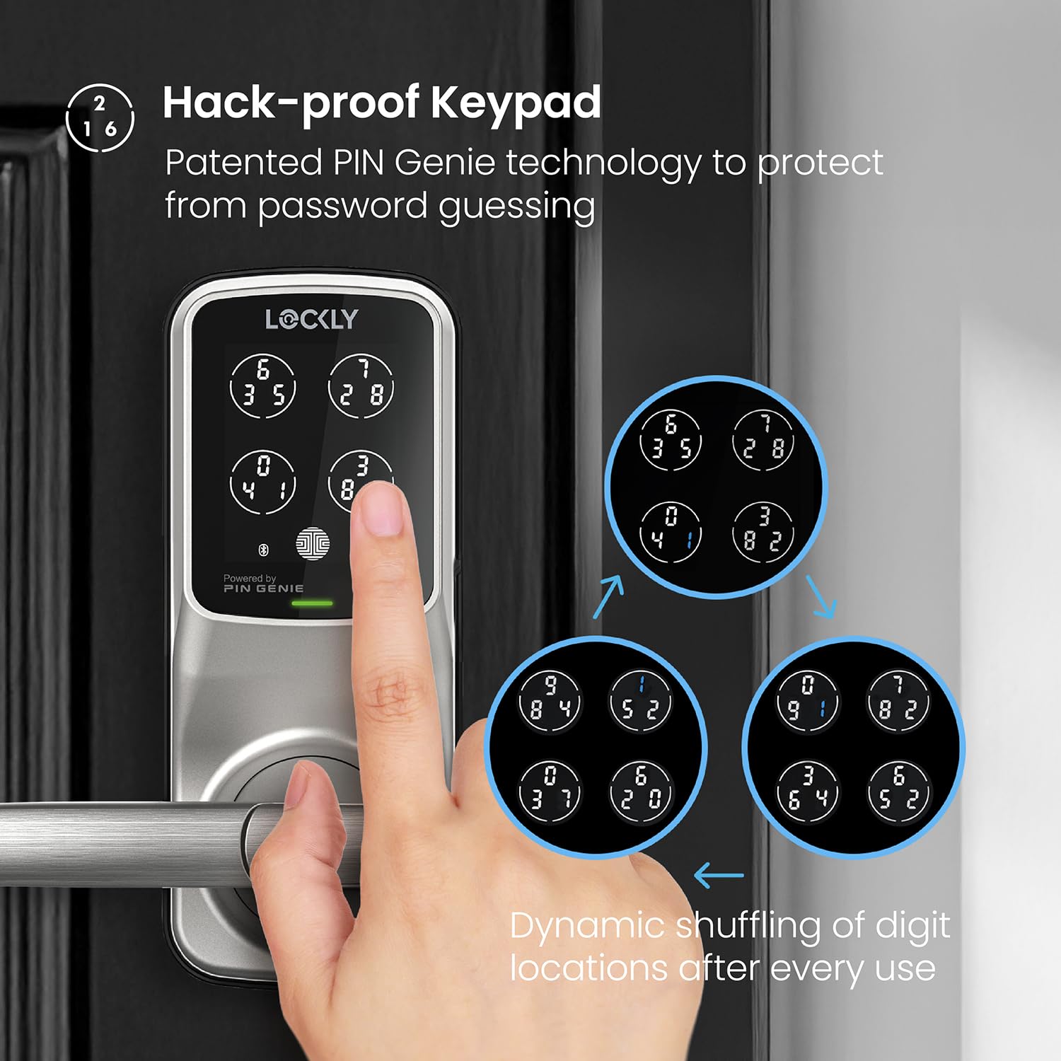 Lockly Secure Pro Smart Lock with Wi-Fi, Keyless Entry Digital Keypad & 3D Biometric Fingerprint Sensor - Touchscreen Front Door Lock with Handle, Voice Control & Auto-Lock (Latch Edition) - Perfect for Smart Homes, Vacation Rentals & Enhanced Home Security