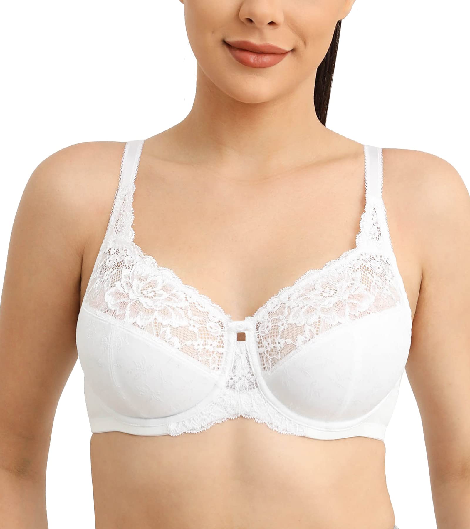 HACI Women's Full Coverage Lace Floral Bra - Unlined Underwire Minimizer Bra for Everyday Wear | Comfortable & Sexy Support | Perfect for Work, Date Night & Special Occasions