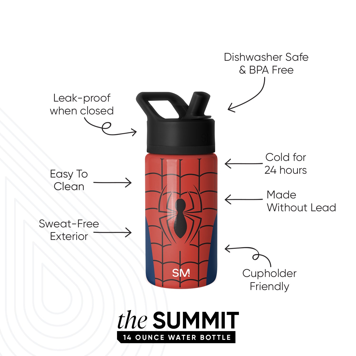 Summit Kids Insulated Water Bottle with Straw Lid - Leak Proof, BPA Free Stainless Steel Bottle for School, Sports & Outdoor Activities