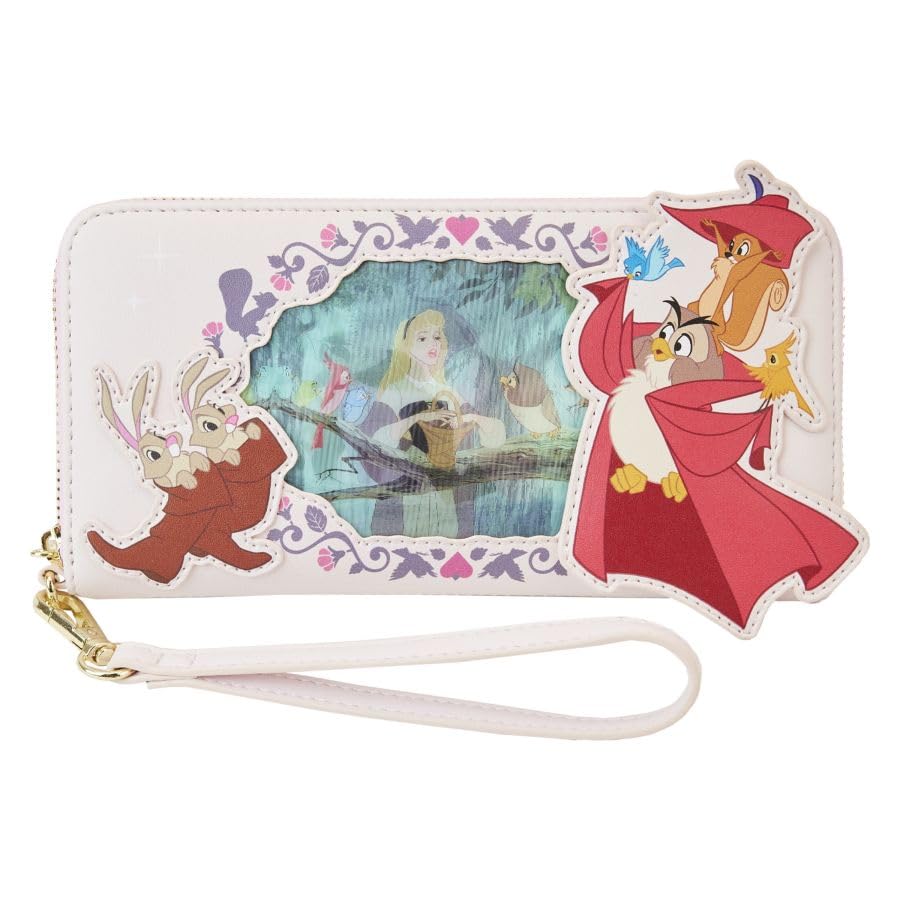 Disney Sleeping Beauty Princess Aurora Lenticular Wristlet Wallet - Loungefly Official - Crossbody Clutch for Women - Perfect for Theme Parks, Cosplay & Disney Collectors