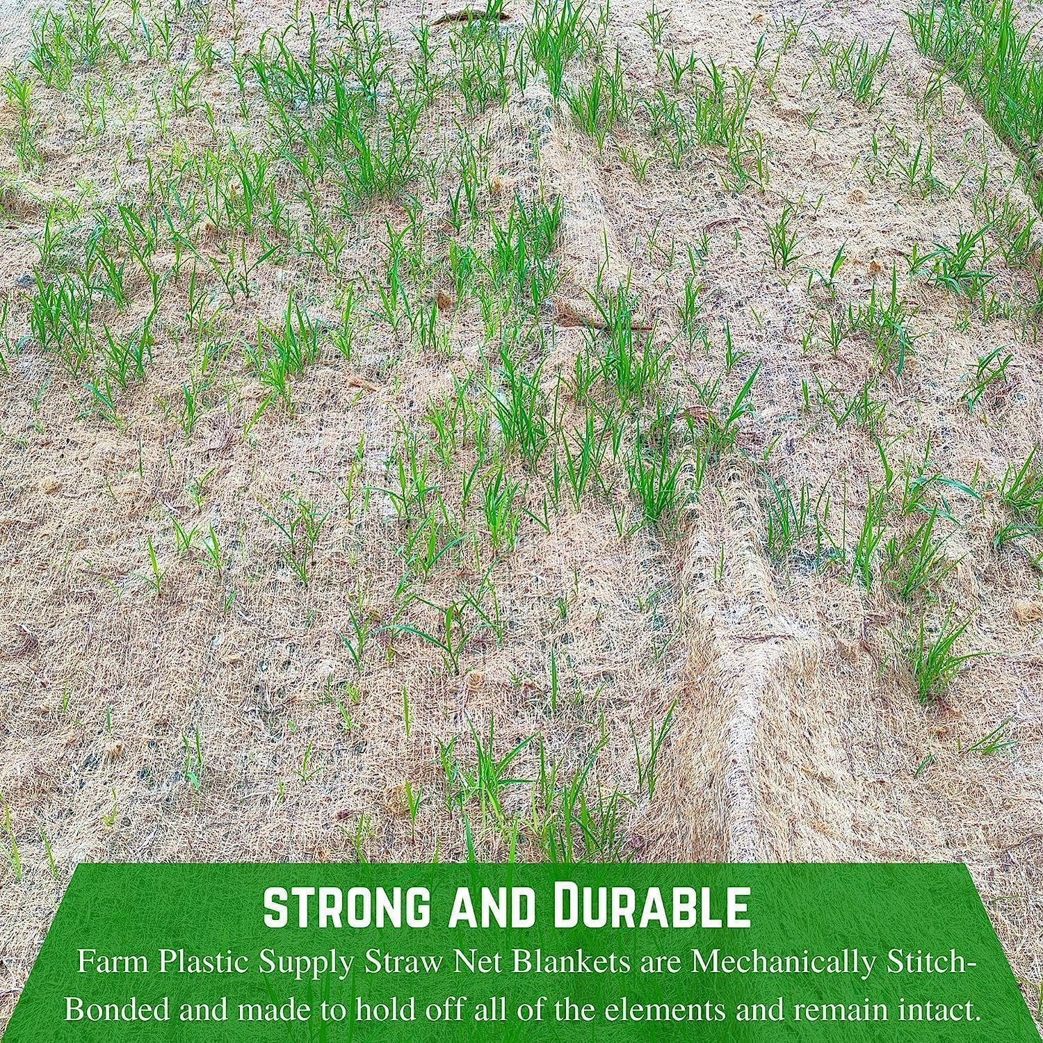 Straw Erosion Control Blanket 2' x 112.5' - Biodegradable Landscape Fabric for Slope Stabilization, Garden Mulch & Seed Protection | Perfect for Hillside Erosion Control, Landscaping Projects & Lawn Restoration