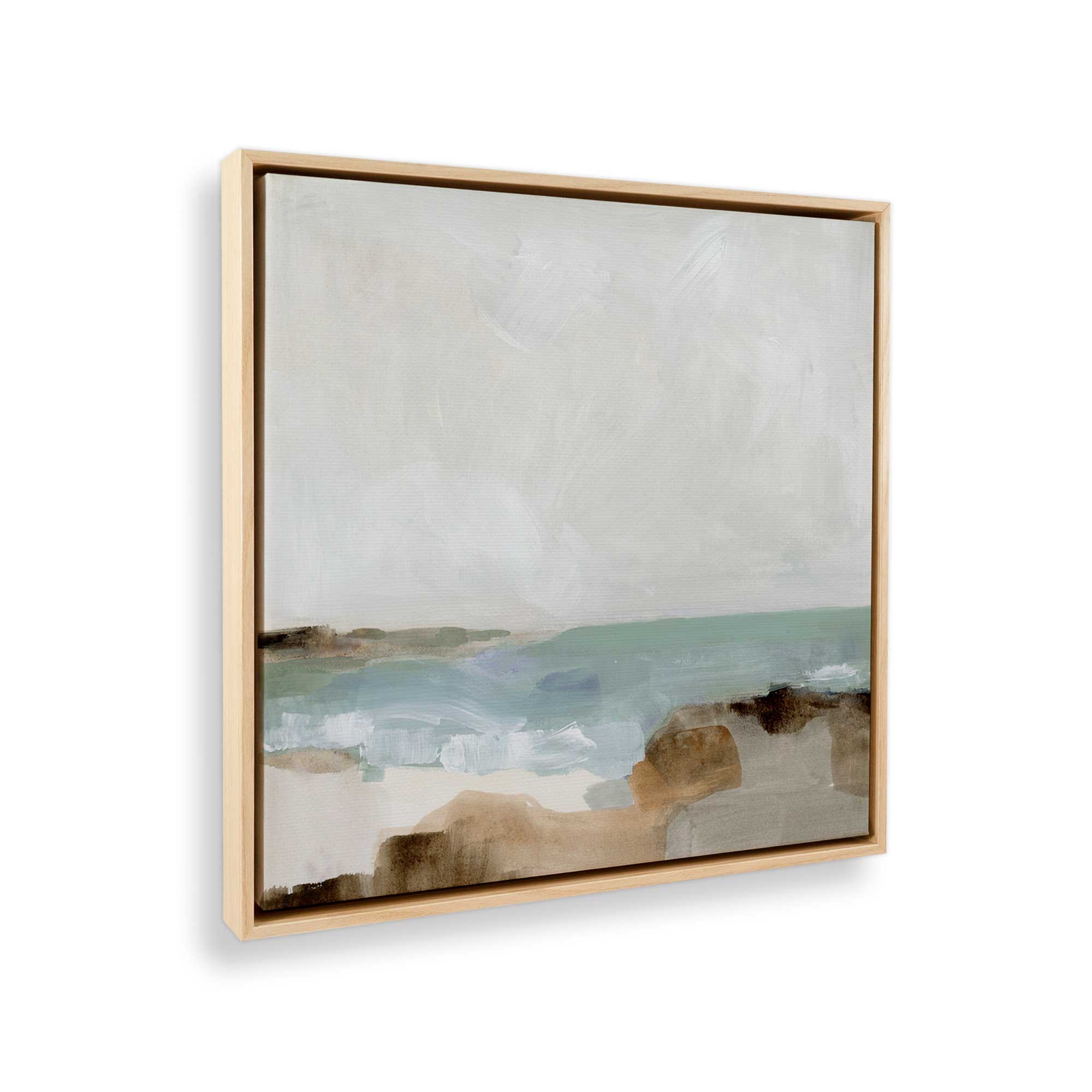 Gentle Tides and Sky Canvas Wall Art Print - Ocean Beach Landscape Painting for Living Room, Bedroom & Office Decor
