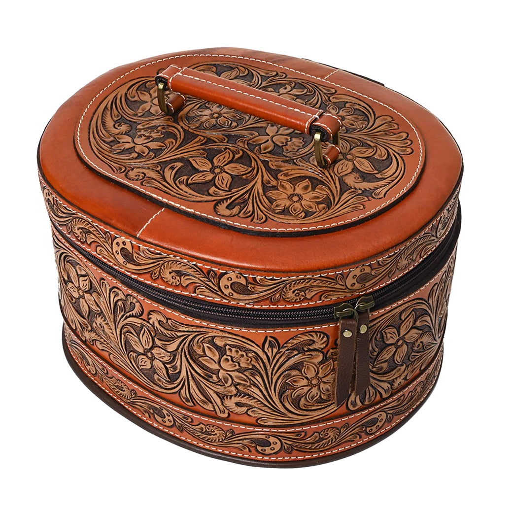 American Darling Two-Tone Tooled Oval Jewelry Box - Elegant Storage for Necklaces, Rings & Earrings | Perfect for Travel, Home Organization & Gift Giving