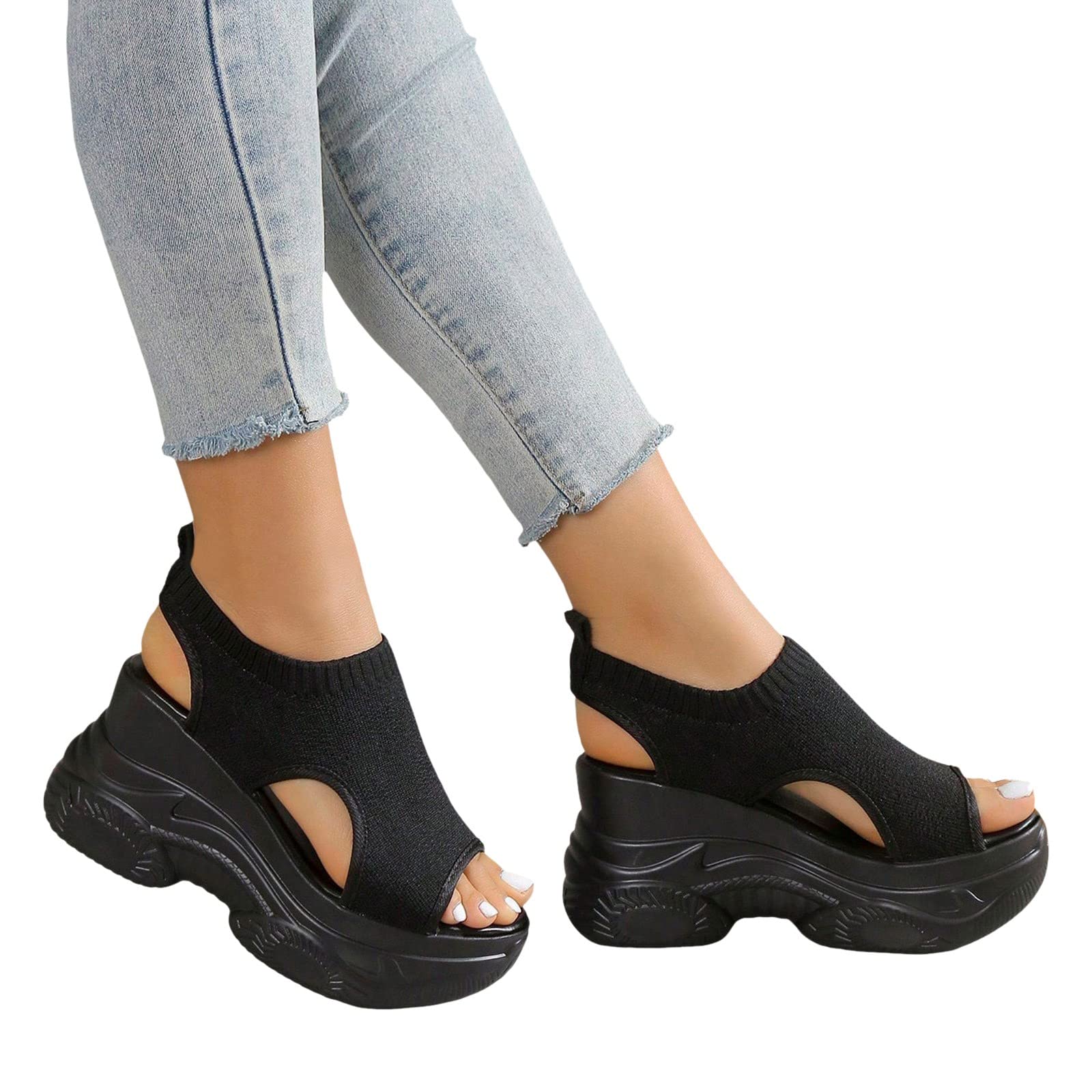 **Women's Orthopedic Wedge Sandals - Open Toe Ankle Strap Platform Sandals for Summer - Casual Strappy Slip-On Beach Sandals - Perfect for Walking, Travel & Outdoor Activities**