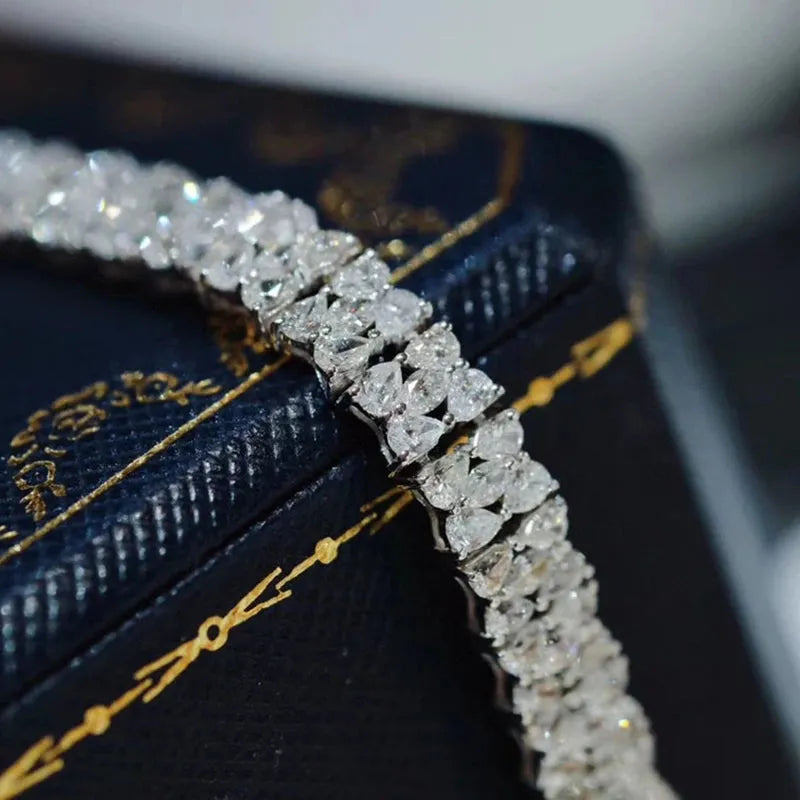18K White Gold Real Diamond Bracelet for Women - 7.0ct Luxury Fine Jewelry, Elegant Wedding & Engagement Party Gift (Perfect for Anniversaries, Date Nights & Special Occasions)
