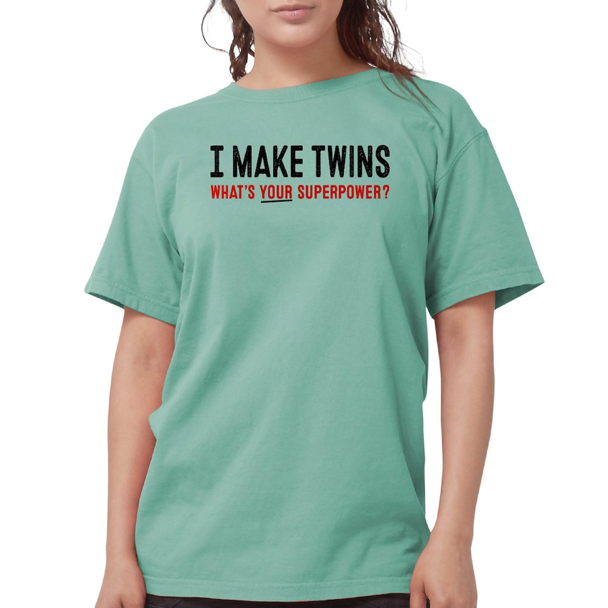 Women's 'I Make Twins: What's Your Superpower?' Comfort Colors T-Shirt by CafePress - Funny Maternity Tee for Twin Moms, Pregnancy Announcement & Parenting Humor