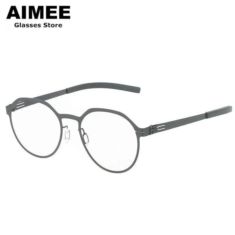 Aimee Women's Full Rim Flat Top Round Screwless Steel Eyeglasses Frame 13420 - Lightweight & Durable Eyewear for Work, Reading, and Everyday Fashion