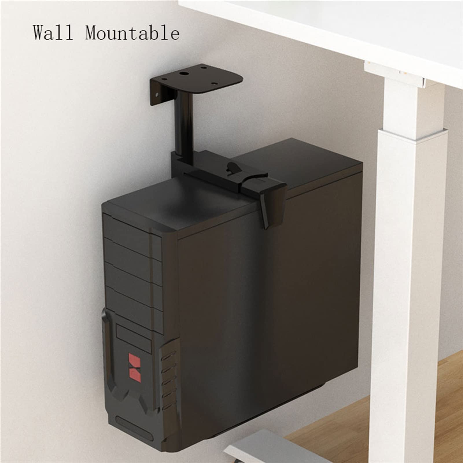 Heavy Duty CPU Holder - Metal Wall Mounted PC Tower Bracket for Desk, Under Desk Tray & Cooling Support - Perfect for Gaming Rigs, Workstations & Home Office Setups