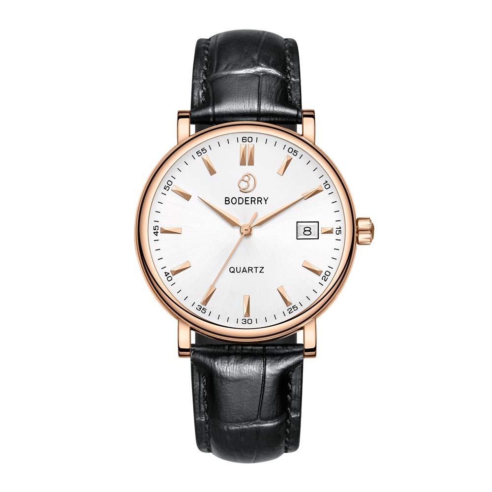Luxury Men's Watch Swiss Movement 40MM - Stylish Analog Quartz Wristwatch with Leather Strap for Business & Formal Occasions