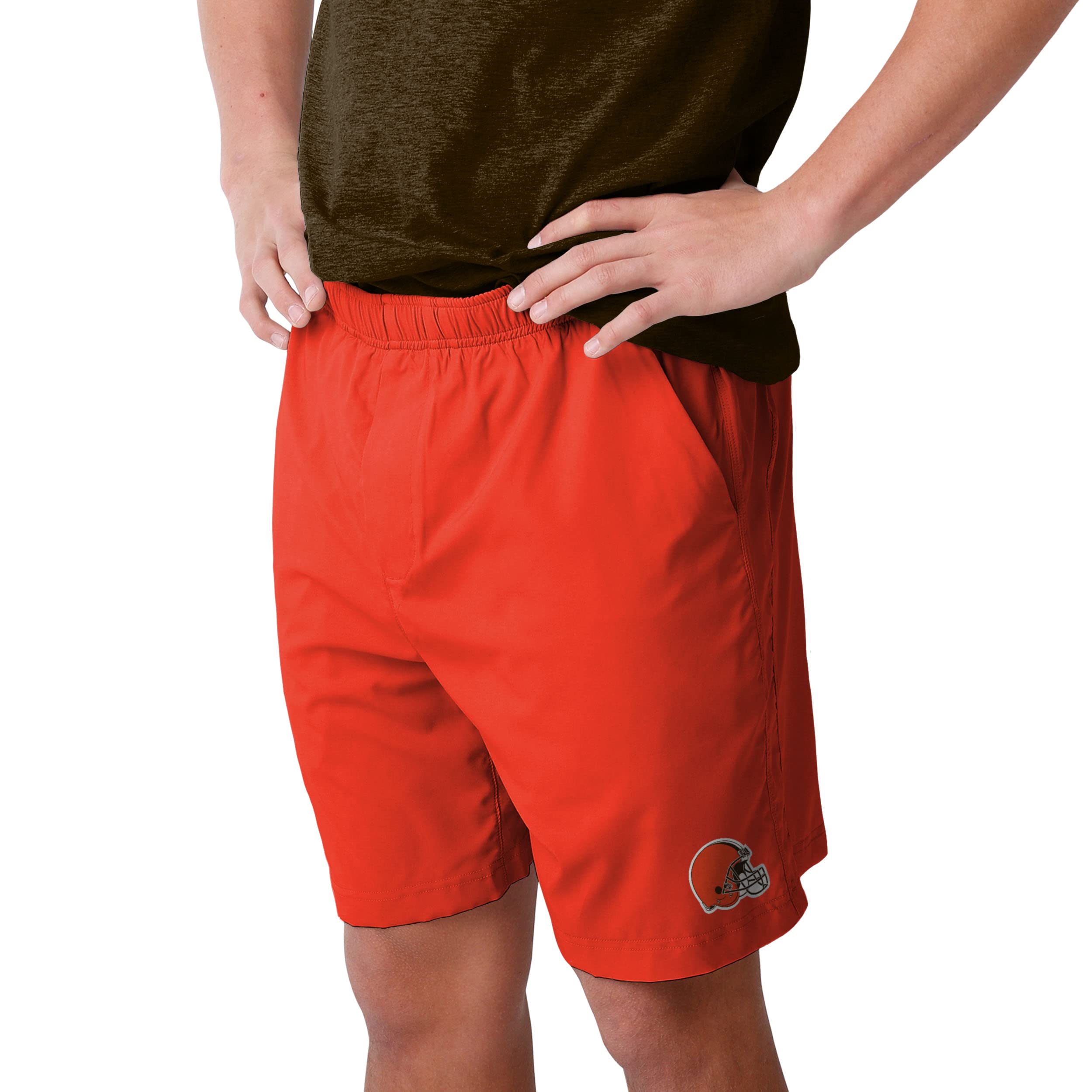 FOCO Cleveland Browns NFL Men's Solid Woven Athletic Shorts - XL Size, Comfortable Breathable Casual Sports Shorts for Football Fans, Game Day, Lounge & Gym Wear