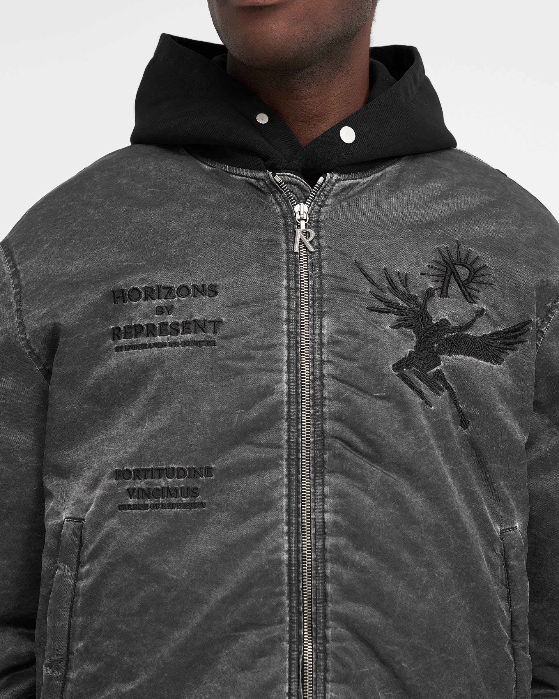 Icarus Flight Bomber Jacket - Premium Jet Black Aviator Style Leather Jacket for Men | Perfect for Motorcycle Riding, Casual Outfits & Night Out