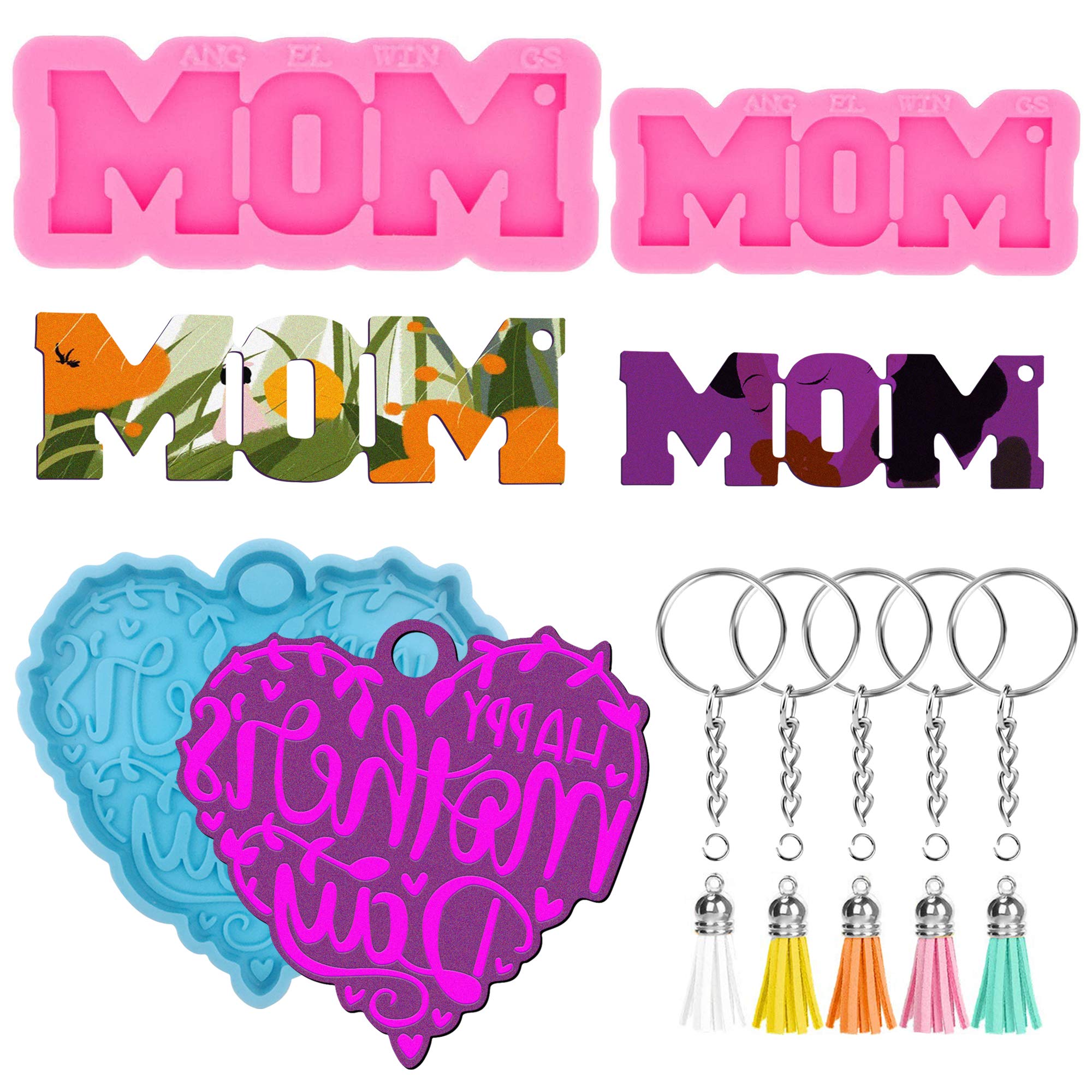 DIY Resin Keychain Molds Set of 3 - Heart Shape Silicone Molds with 