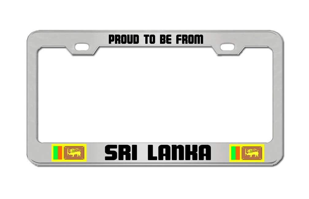 Premium Sri Lanka Flag License Plate Frame - Durable Aluminum Chrome Car & Truck Accessory for Patriotic Drivers | Perfect for Travel Enthusiasts & National Pride Displays