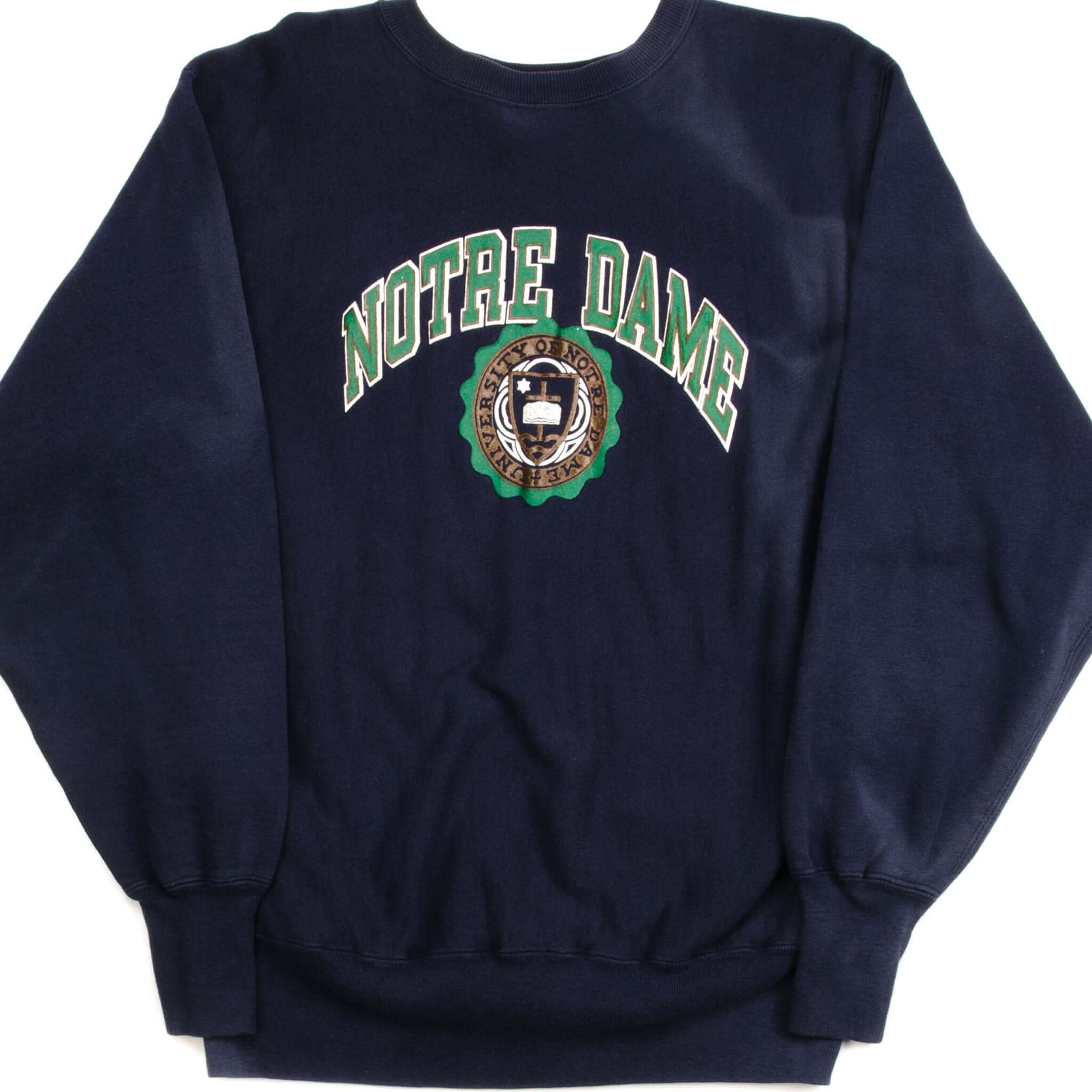 Vintage Champion Reverse Weave Notre Dame Sweatshirt 1990s Large Made in USA - Retro College Style for Casual Wear & Sports Fans