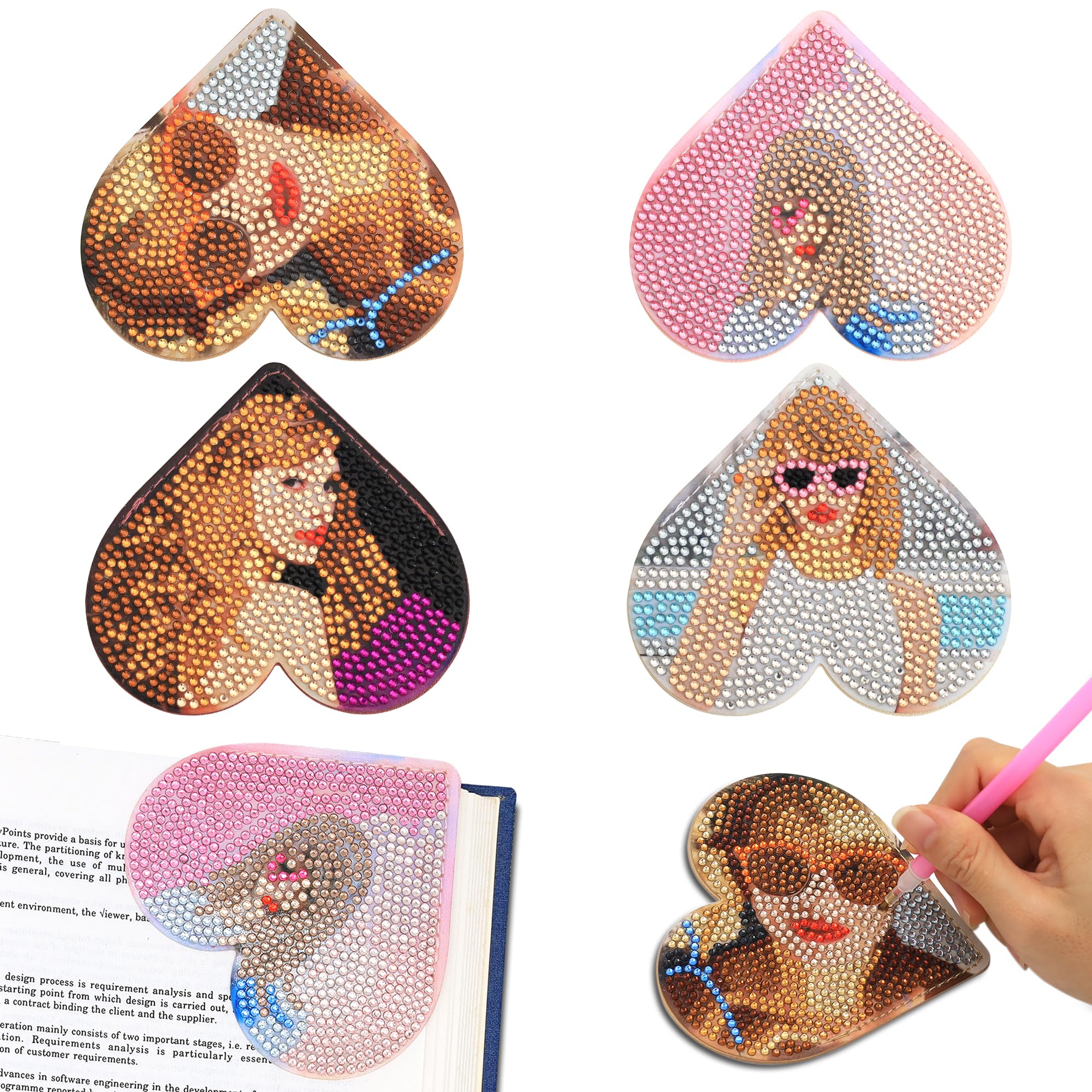 Diamond Painting Bookmarks Kit - 4PCS DIY Taylor Swift Inspired Book Lovers Gifts for Women Adults | Perfect for Reading, Scrapbooking & Crafting