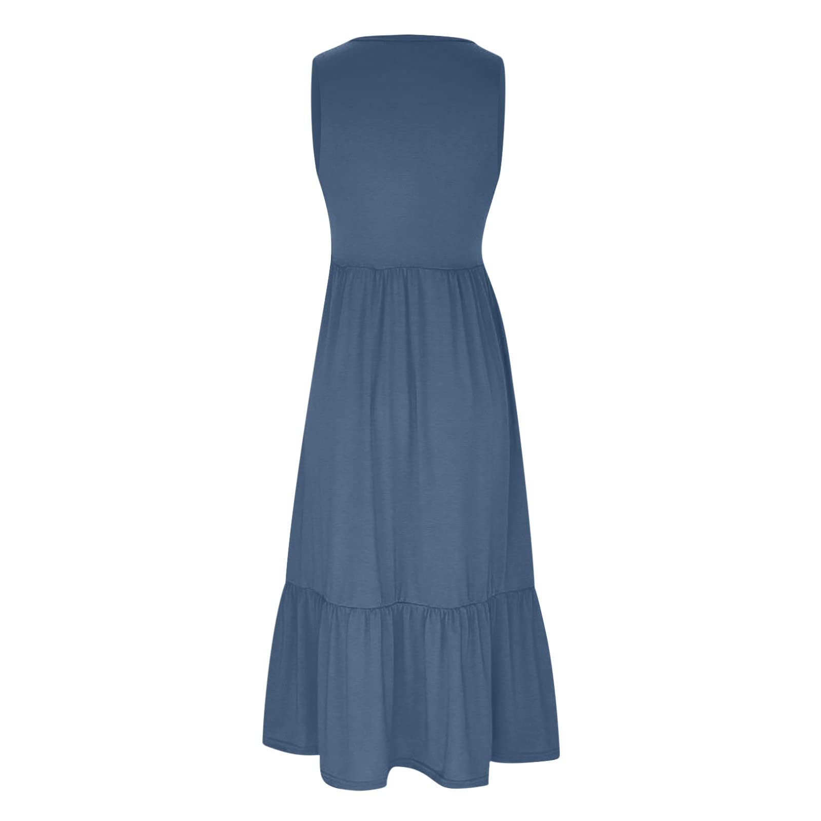 Women's Summer Vacation Dress 2024 - Sleeveless V-Neck Sundress with Pockets for Beach & Travel