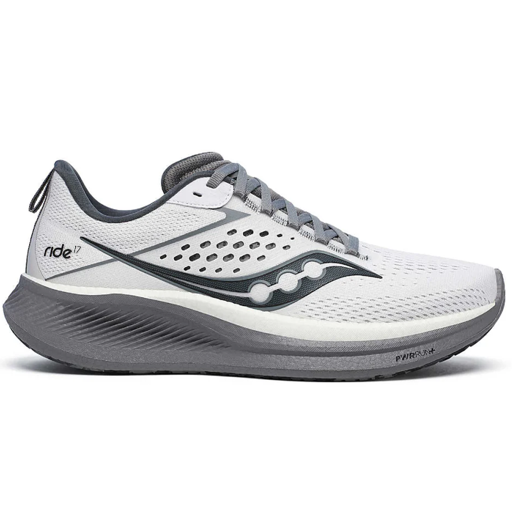Saucony Ride 17 Men's Running Shoes - White/Black - Size 11.5 D Medium - Lightweight Cushioned Sneakers for Road Running, Jogging & Gym Workouts
