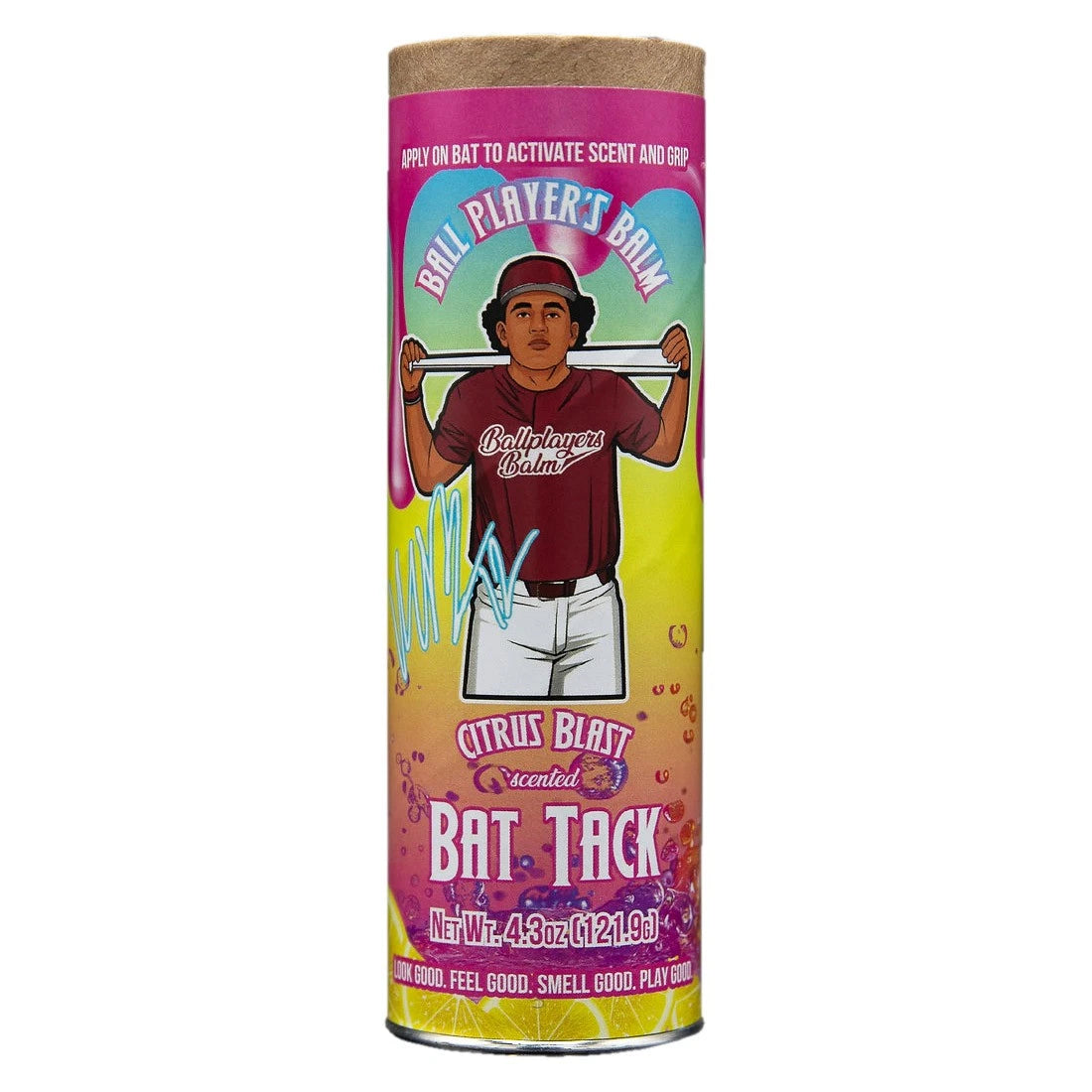 Ball Player's Balm - Citrus Blast Scented Bat Tack for Baseball & Softball | Moisturizing Grip Enhancer for Sports Equipment | Perfect for Game Day & Practice Sessions