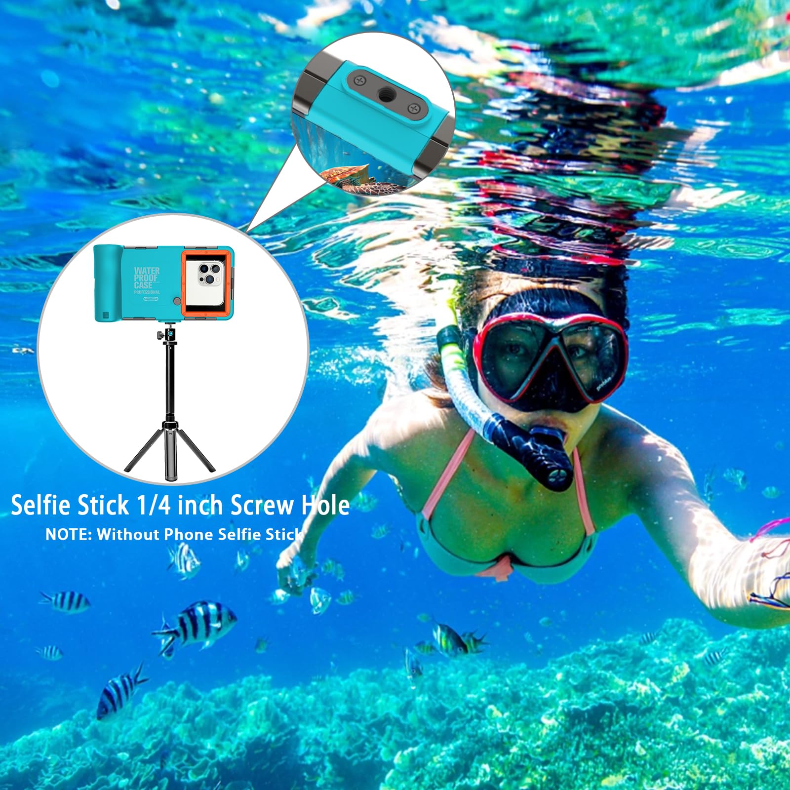 **Universal Waterproof Phone Case for Snorkeling & Diving (50ft/15m) – Compatible with iPhone 16/15/14/13/12/11 Pro Max & Galaxy S24/S23/S22/S21 Ultra – Underwater Protection for Swimming, Beach & Outdoor Adventures – Blue**