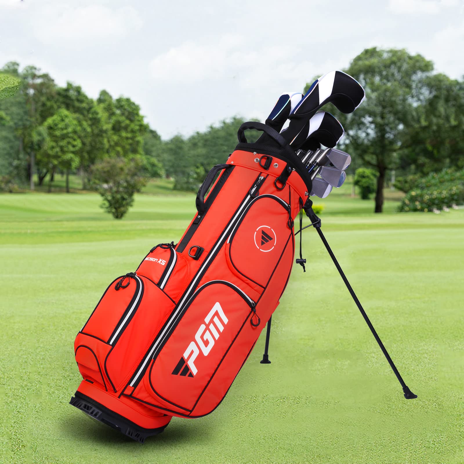 PGM Golf Stand Bag with 5-Way Divider - Lightweight Waterproof Golf Bag with Adjustable Strap & Stand - Durable Golf Club Cart Bag for Men & Women - Perfect for Driving Range & Course Play