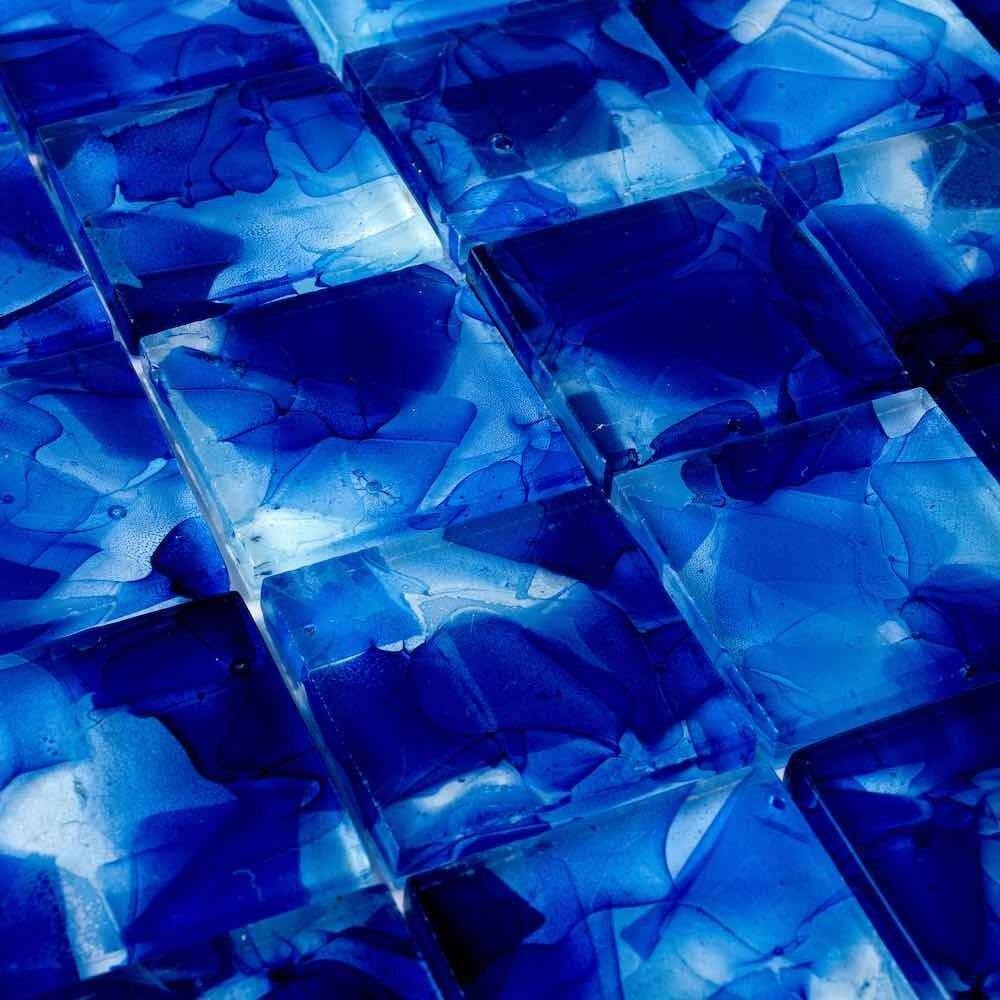 Premium Liquid Glass Mosaic Tile in Navy Blue - 2