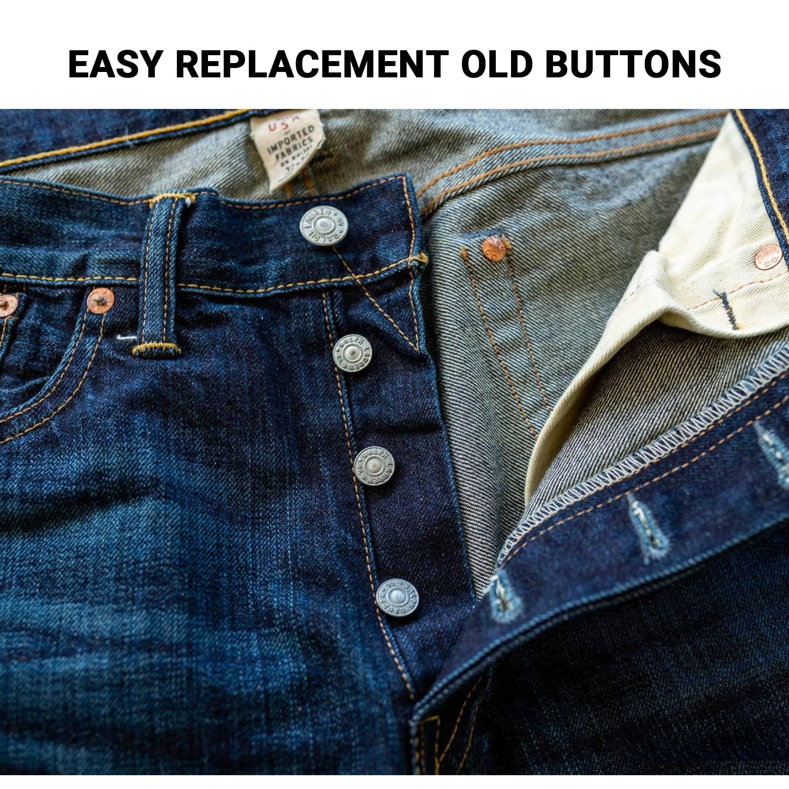Jeans Button Replacement Screw - 17mm Adjustable Tightener Button for Loose Jeans Pants - Fix & Resize Denim Waist - Perfect for DIY Jean Repair & Tailoring at Home